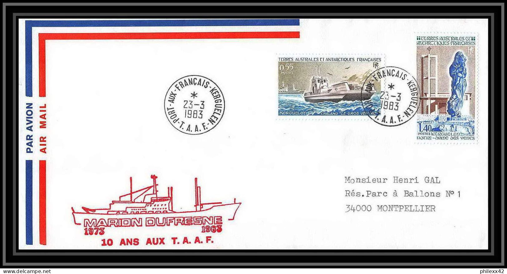 2255 ANTARCTIC Terres Australes TAAF Lettre Cover Dufresne 23/3/983 - Antarktis-Expeditionen