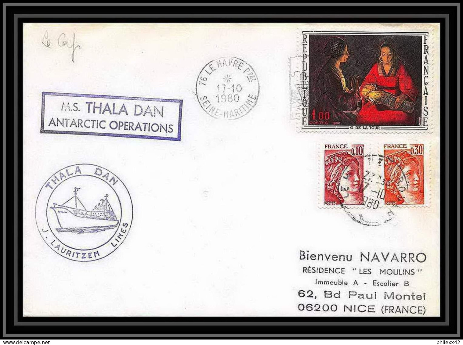 2185 Thala Dan 17/10/1980 TAAF Antarctic Terres Australes Lettre (cover) - Antarktis-Expeditionen