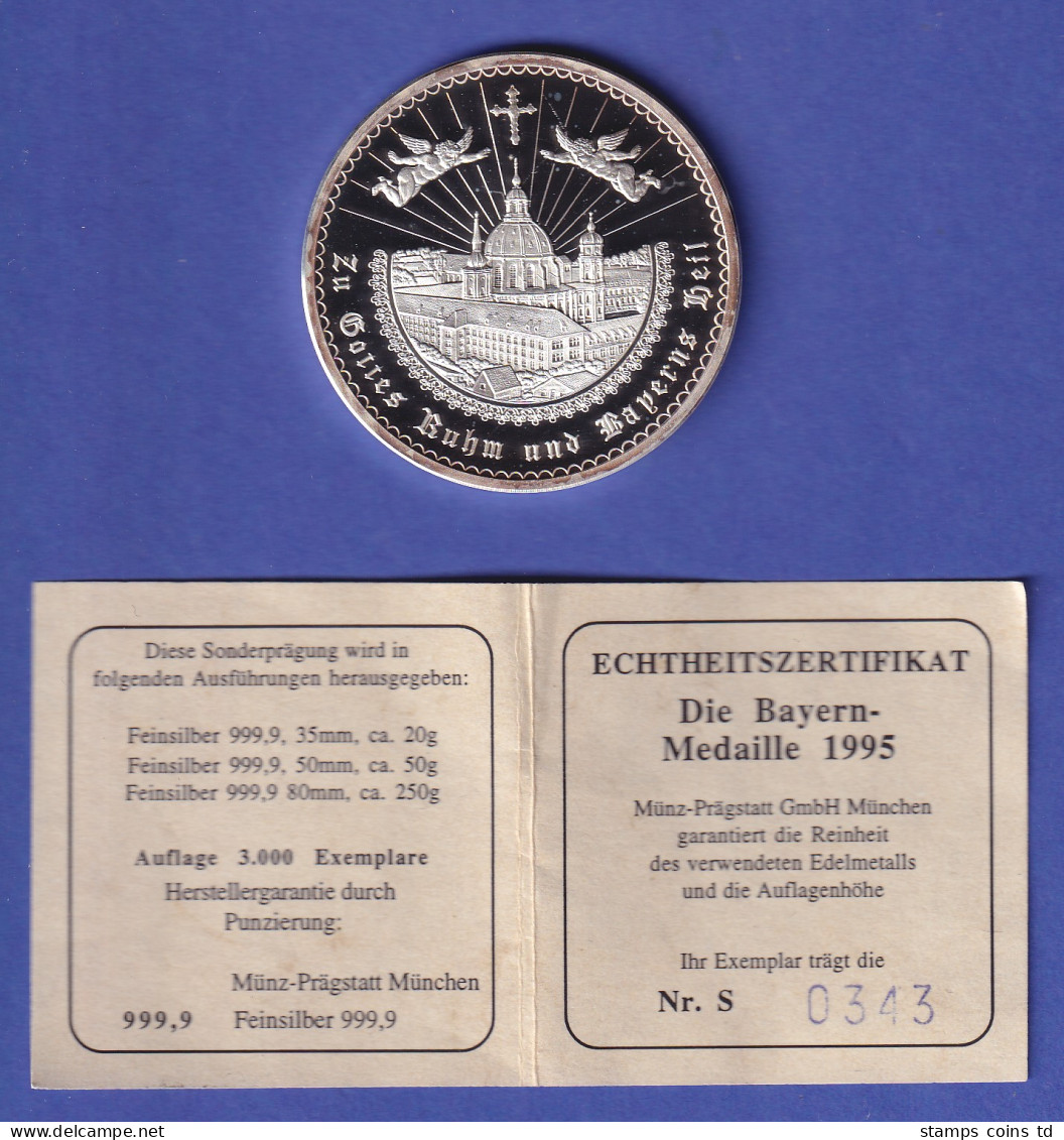 Silbermedaille 1995 Bayern-Medaille Kloster Ettal Mondsichelmadonna 50gAg999.9 - Unclassified