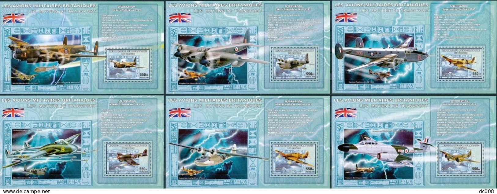 2006 Les Avions Militaires Britaniques - Complet-volledig 7 Blocs - Neufs