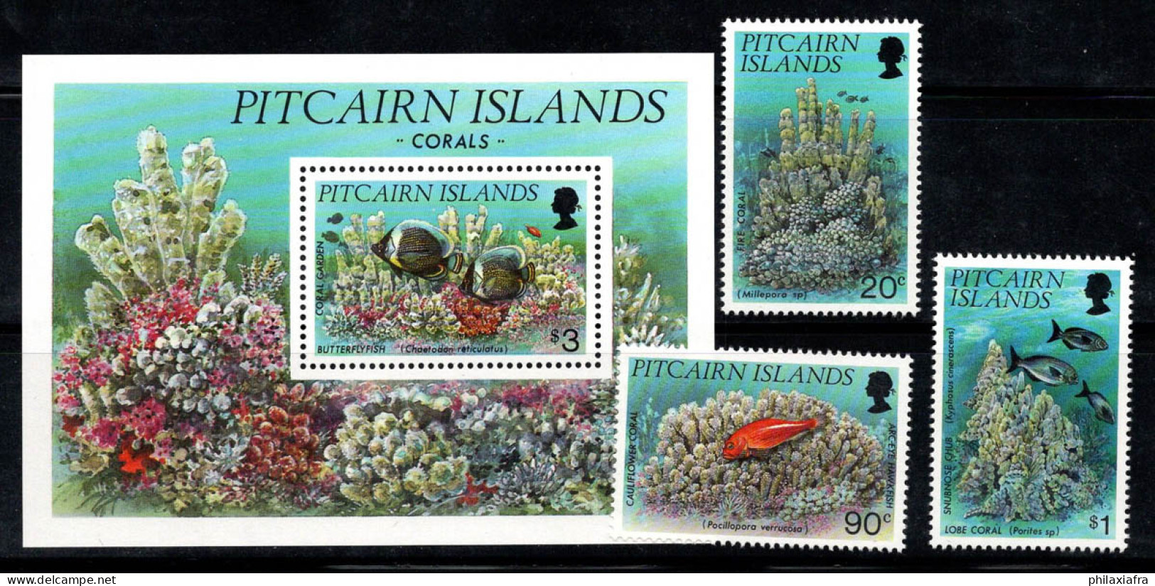 Île De Pitcairn 1994 Mi. Bl. 15, 432-438 Bloc Feuillet 100% Neuf ** Corail, Poisson - Islas De Pitcairn