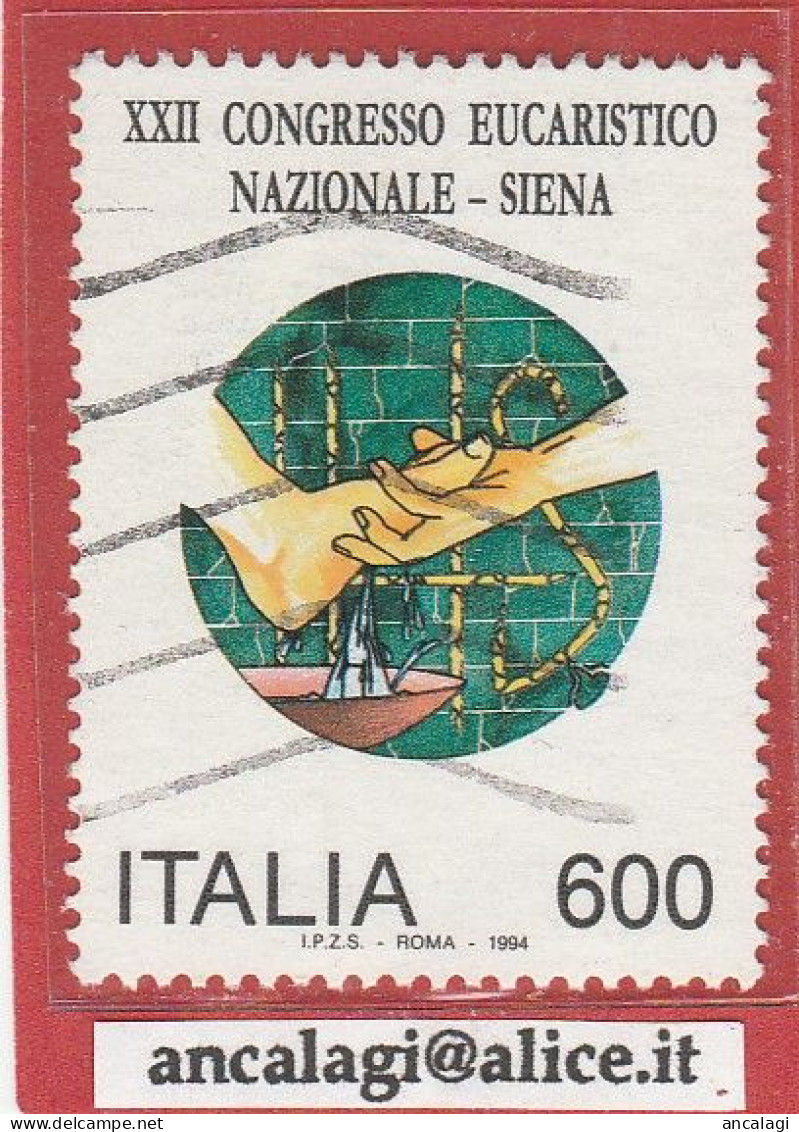 USATI ITALIA 1994 - Ref.0697A "CONGRESSO EUCARISTICO" 1 Val. - - 1991-00: Usados