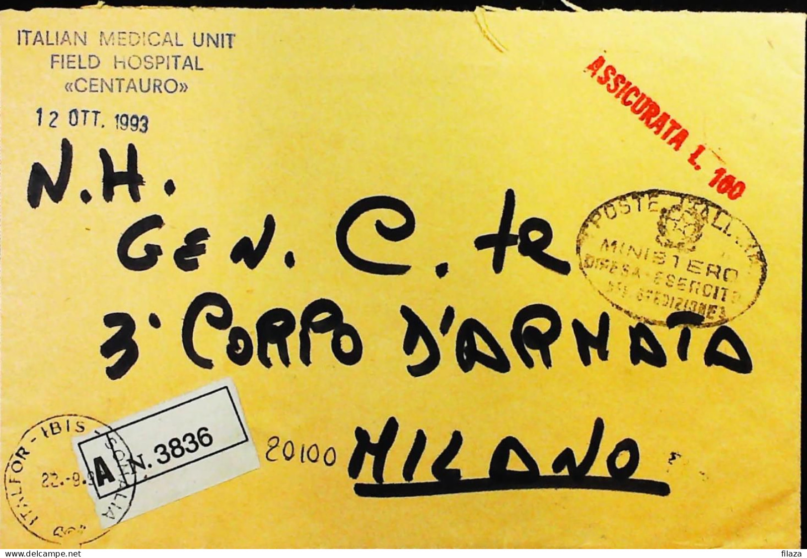 Italy - Military - Army Post Office In Somalia - ONU - ITALFOR - IBIS - Assicurata - S6655 - 1991-00: Poststempel