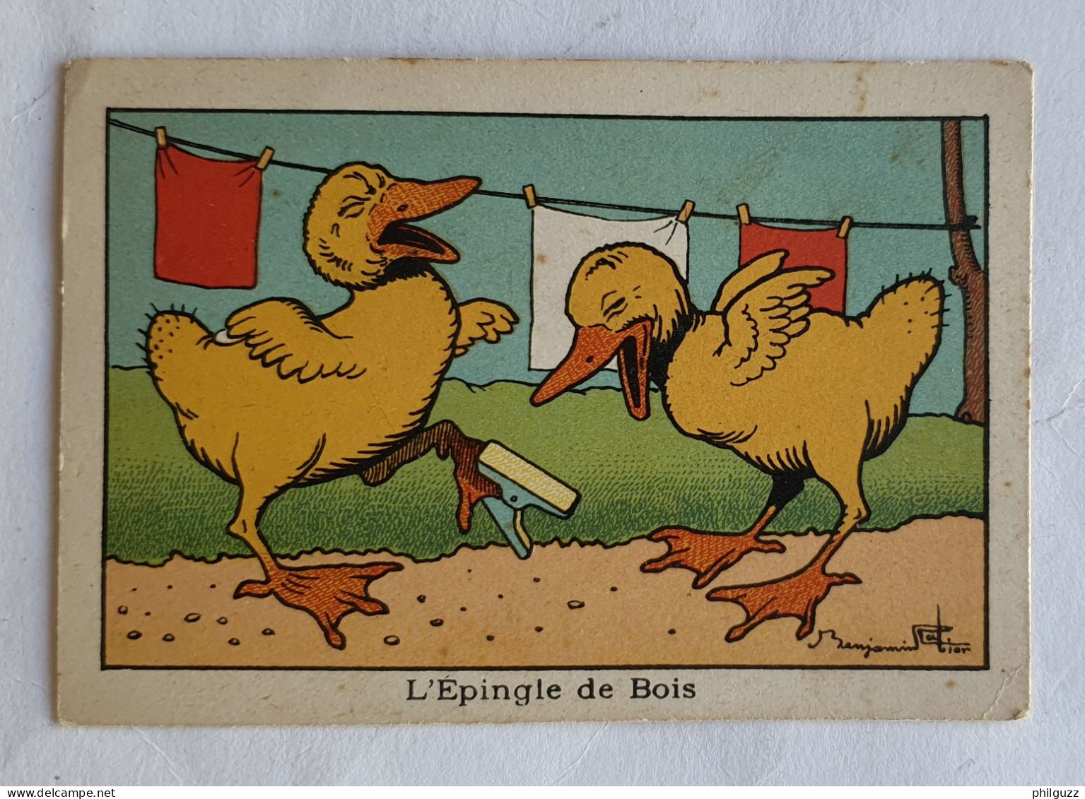 RARE Chromo Benjamin Rabier Les Fables L'épingle De Bois - Sonstige & Ohne Zuordnung