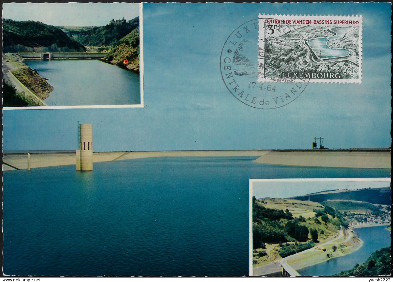 Luxembourg 1964 Y&T 644 Et 645 Sur 2 Cartes Maxima. Barrage De L'Our à Vianden - Water