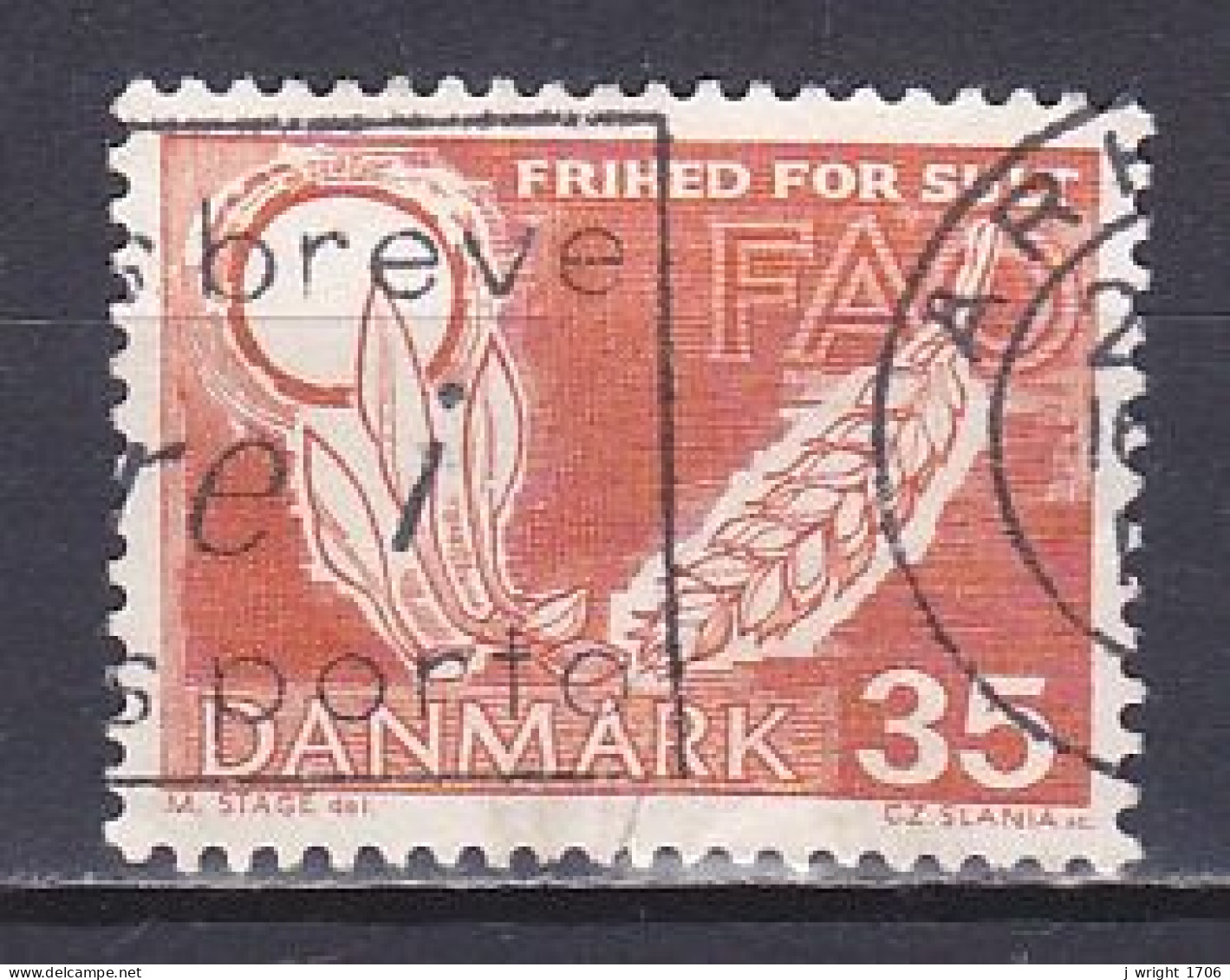 Denmark, 1963, Freedom From Hunger, 35ø, USED - Gebraucht