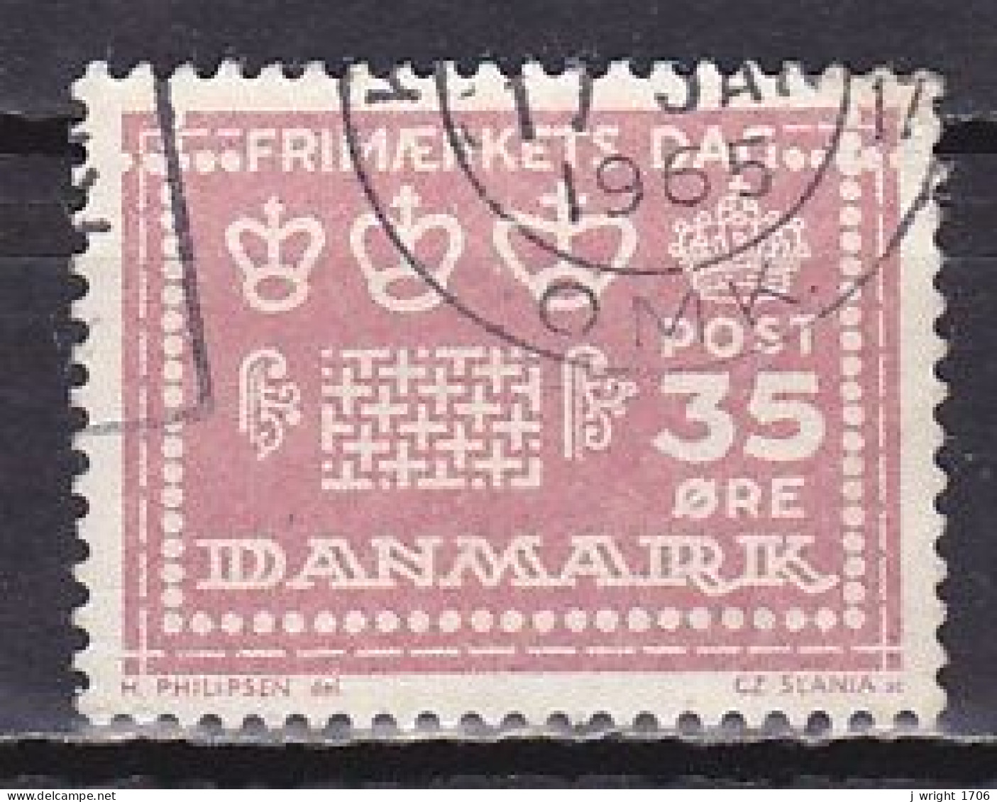 Denmark, 1964, Stamp Day 25th Anniv, 35ø, USED - Used Stamps