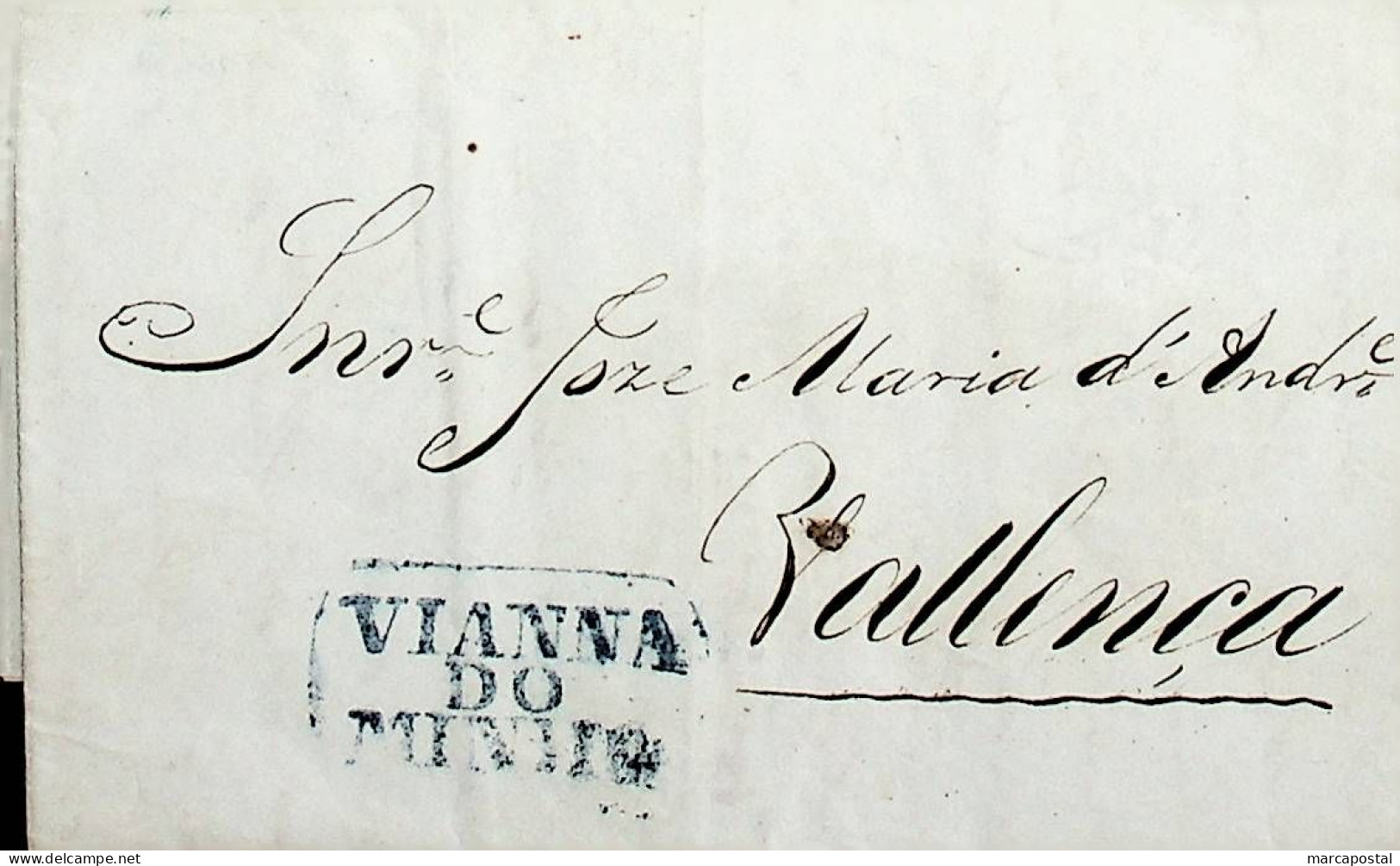 1841 Portugal Carta Pré-Filatélica Viana Do Castelo VCT 8 «VIANNA DO MINHO» Azul - ...-1853 Vorphilatelie