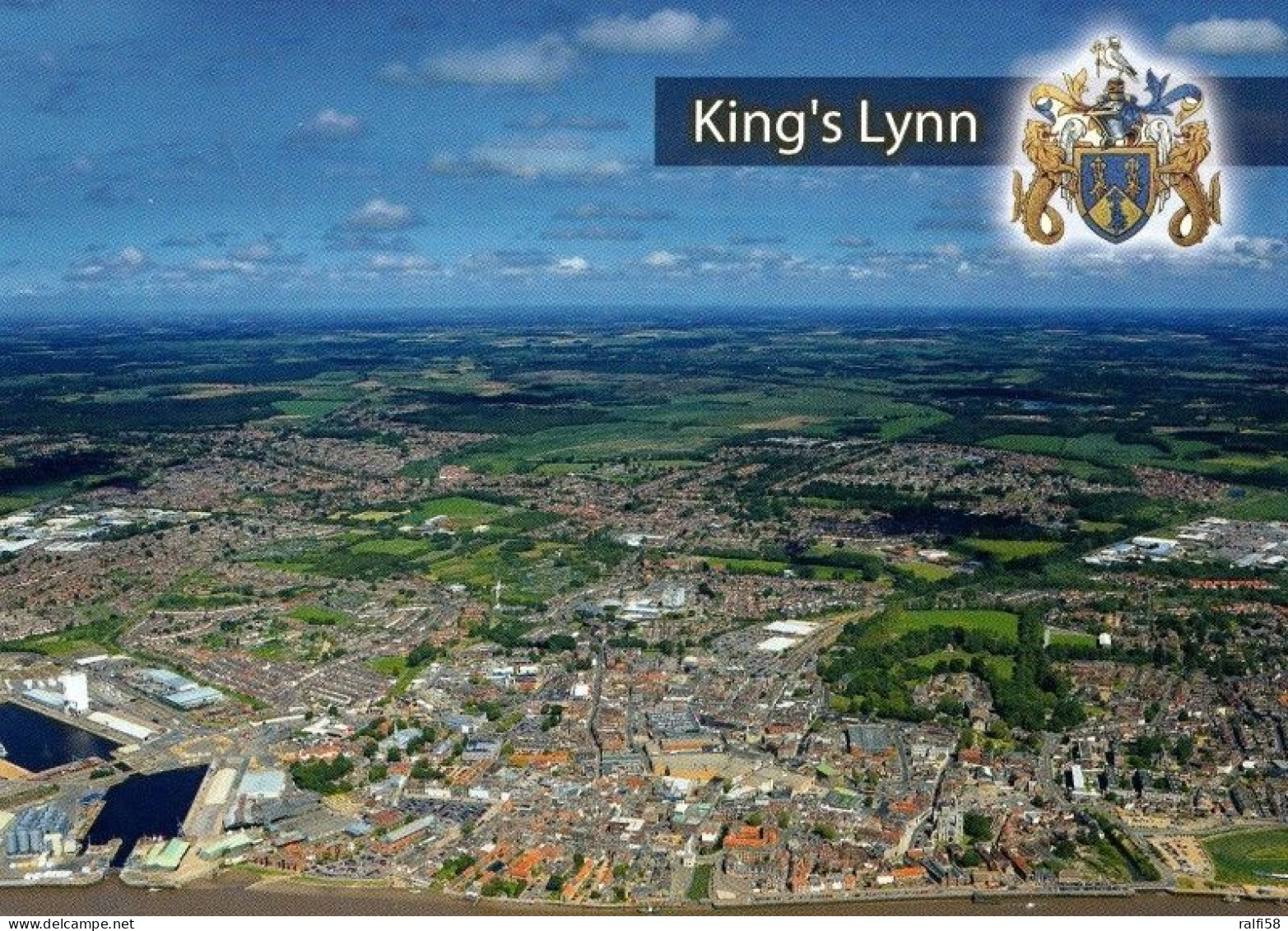 1 AK England * Blick Auf Die Stadt King's Lynn Mit Wappen - Luftbildaufnahme * - Sonstige & Ohne Zuordnung