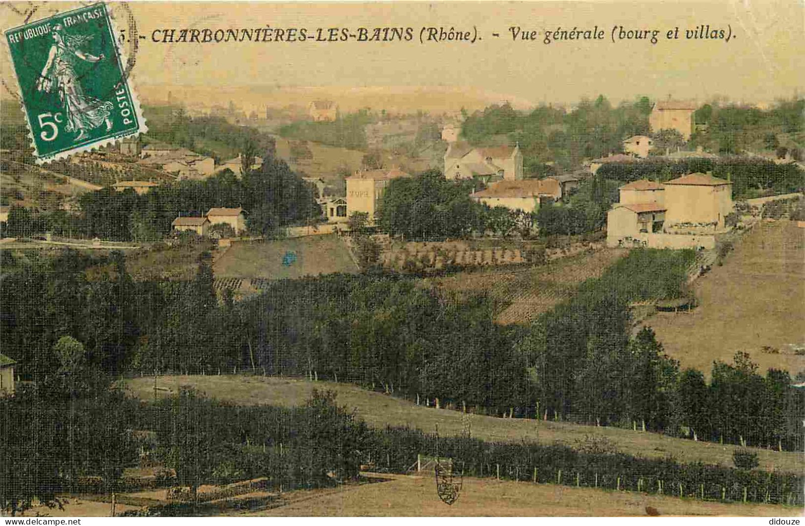 69 - Charbonnières Les Bains - Vue Générale - Bourg Et Villas - Colorisée - CPA - Oblitération Ronde De 1912 - Voir Scan - Charbonniere Les Bains