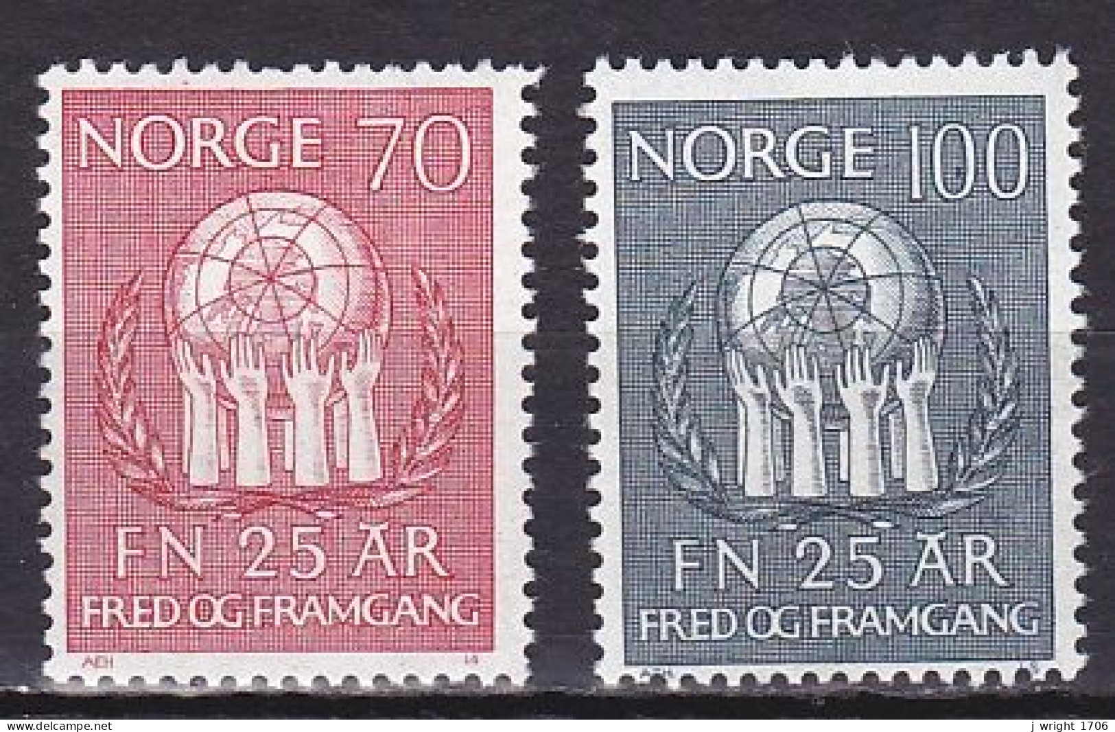 Norway, 1970, United Nations UN 25th Anniv, Set, MNH - Unused Stamps