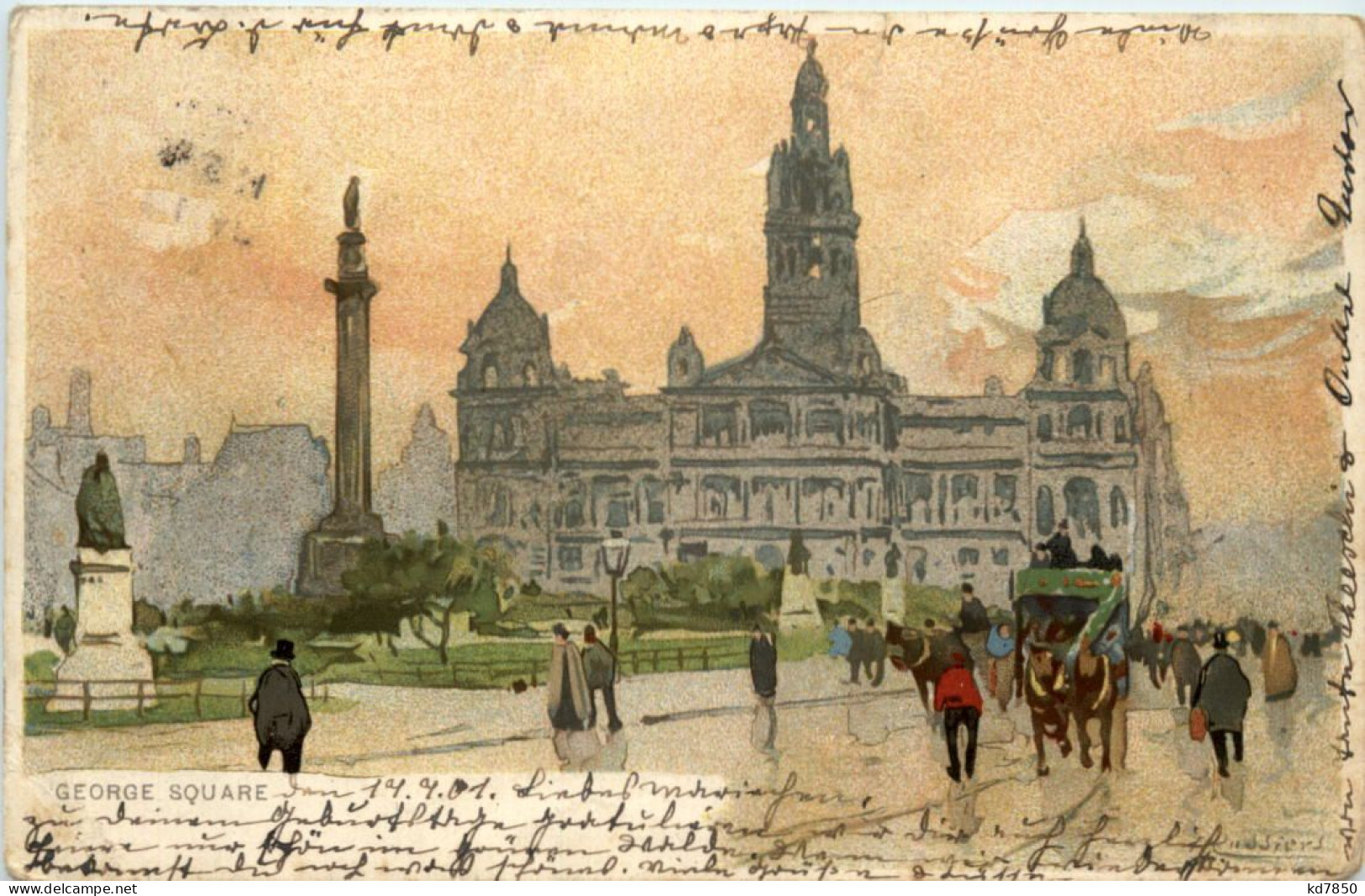 Glasgow - George Square - Litho - Lanarkshire / Glasgow