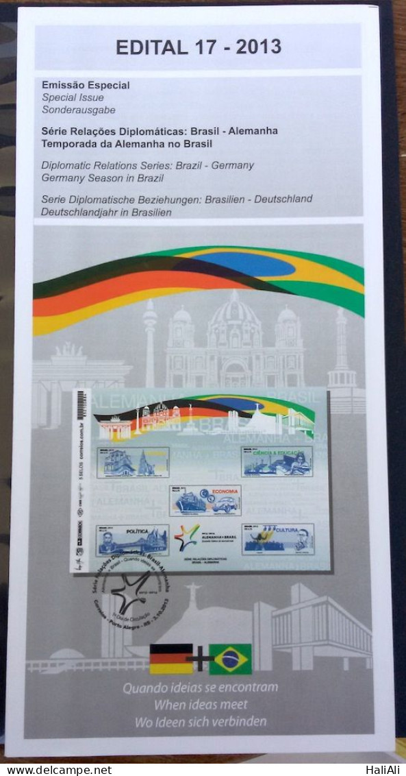 Brochure Brazil Edital 2013 17 Diplomatic Relations Germany Car Flag Without Stamp - Lettres & Documents