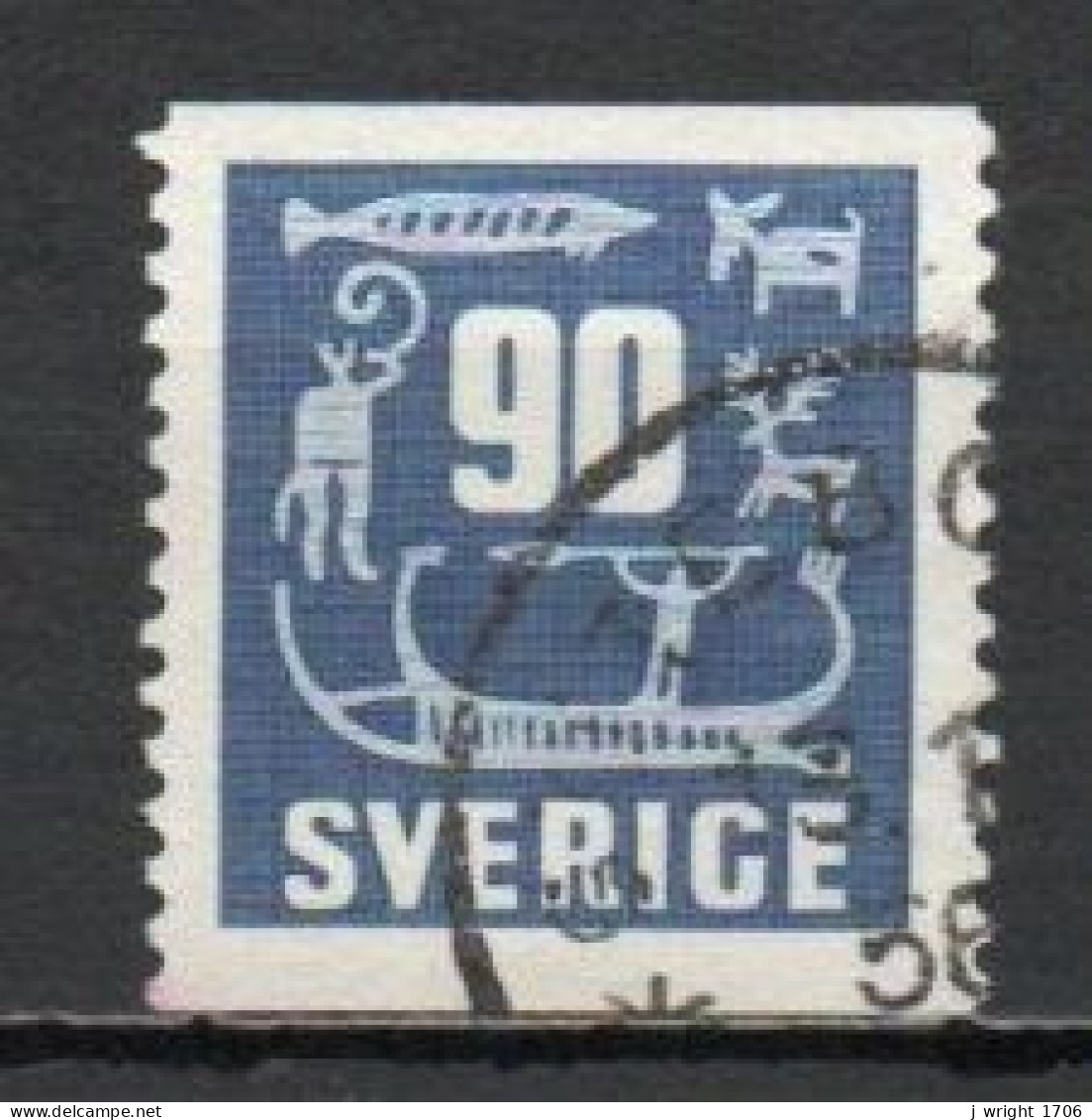 Sweden, 1954, Rock Carvings, 90ö, USED - Oblitérés