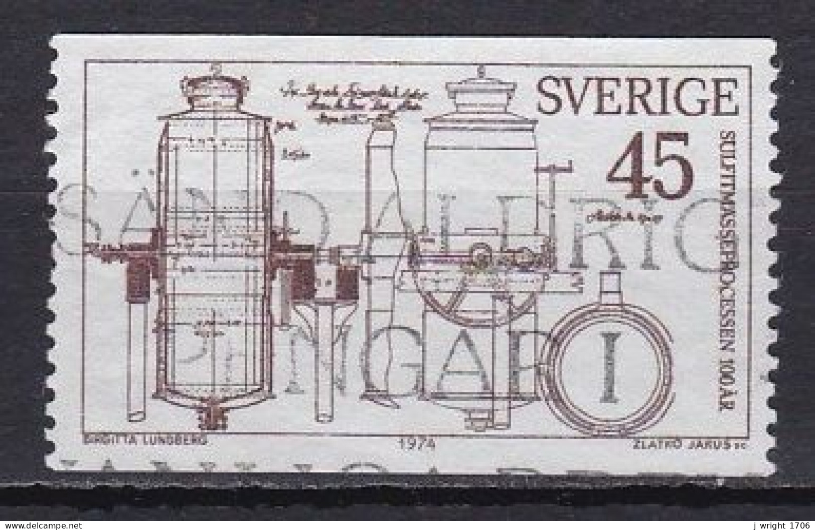 Sweden, 1974, Sulphite Pulp Process Centenary, 45ö, USED - Usados