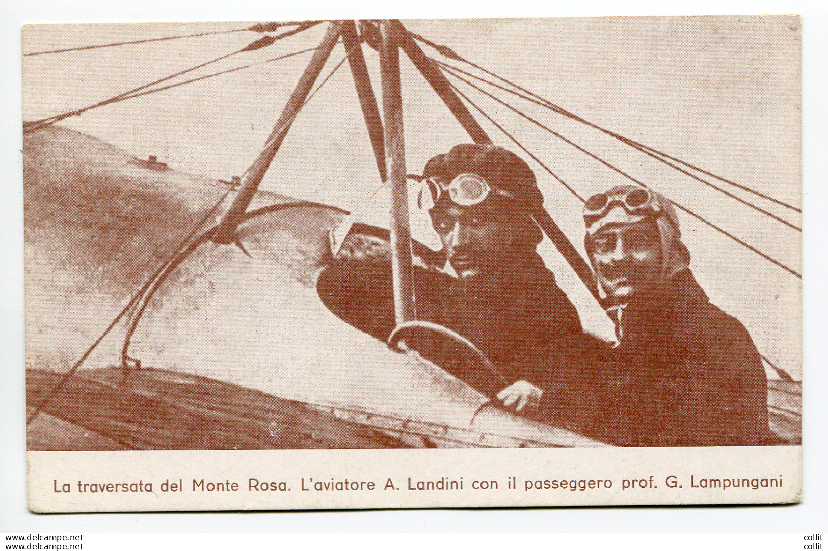 1914 Traversata Monte Rosa - Cartolina Aviatore Landini E  Lampungani - Marcophilia (AirAirplanes)