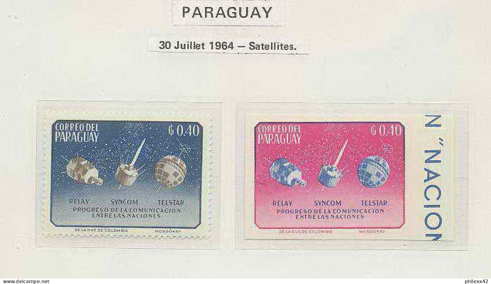 0408/ Espace (space) 1256 ** MNH Syncom Paraguay Non Dentelé Imperf - América Del Sur