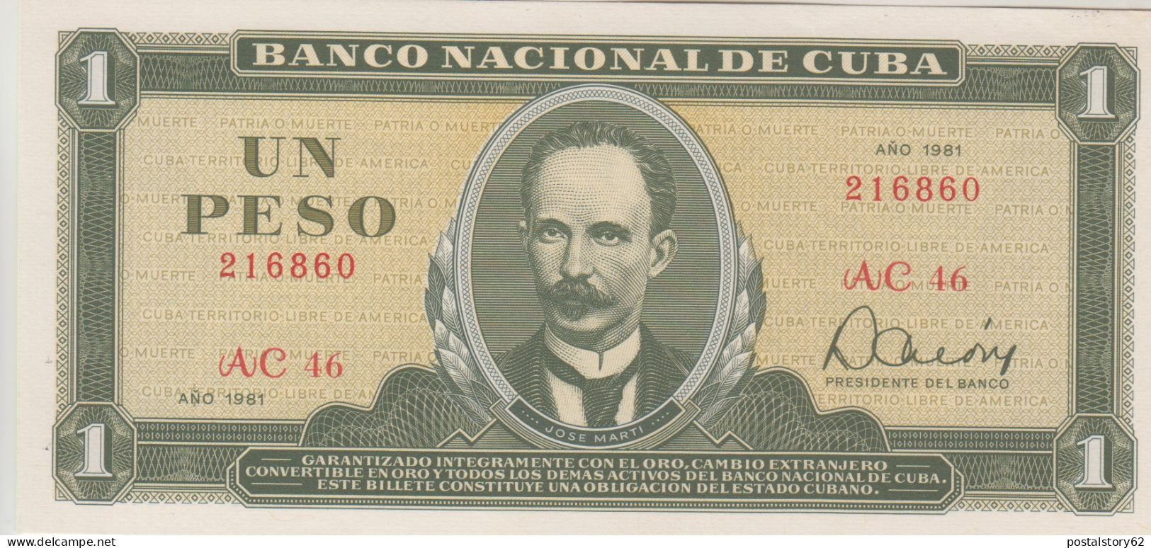 Banco Nacional De Cuba, Un Peso 1981  Pick# 102 B  FDS - Cuba