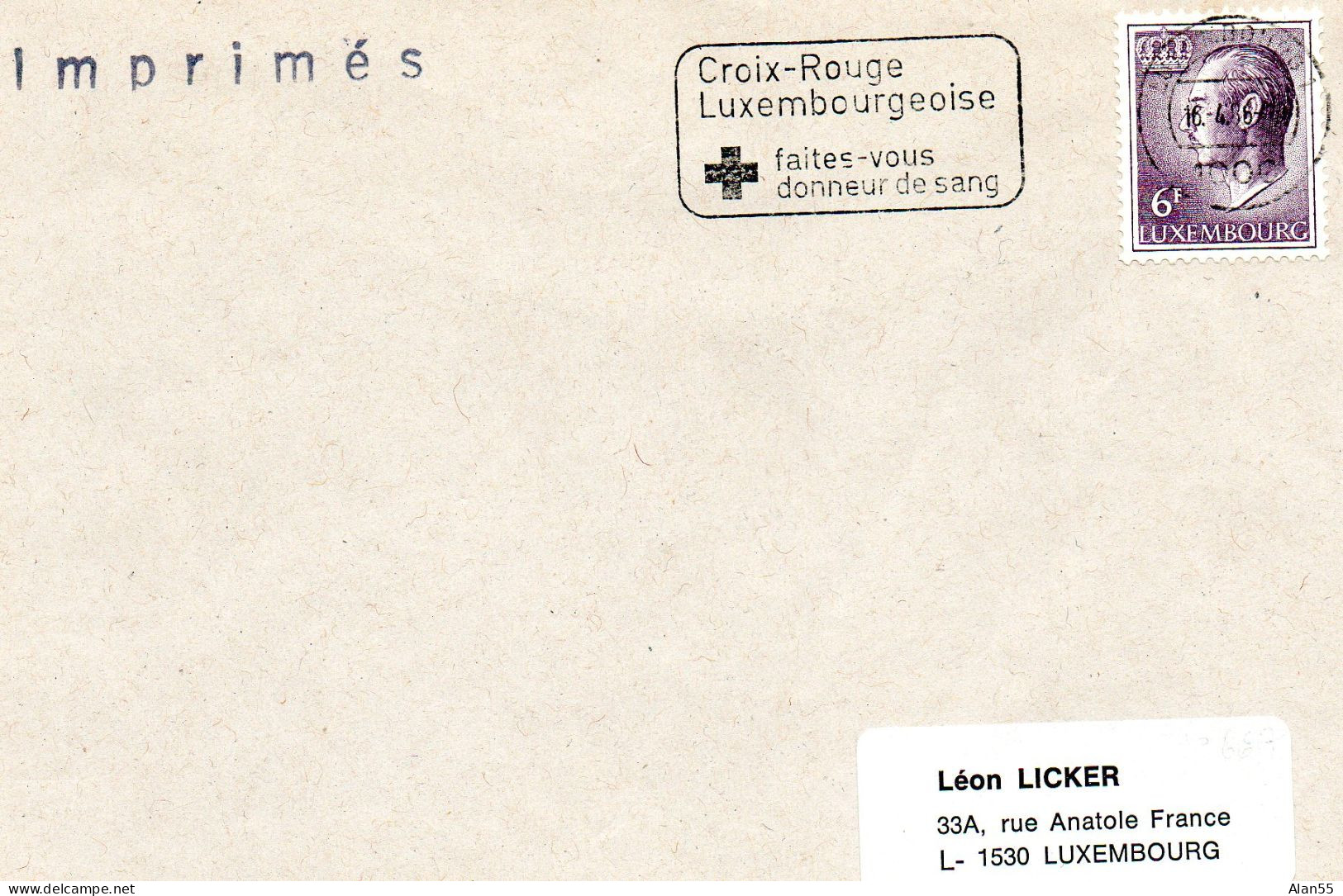 LUXEMBOURG.1966.  "DON DU SANG".CROIX-ROUGE LUXEMBOURGEOISE. - EHBO