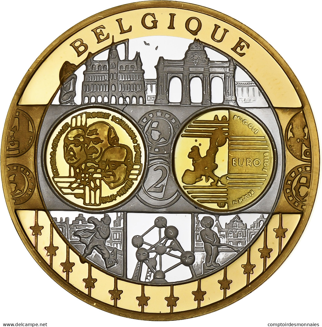 Belgique, Médaille, L'Europe, Jonction Nord-Midi, Cuivre Plaqué Argent, FDC - Sonstige & Ohne Zuordnung