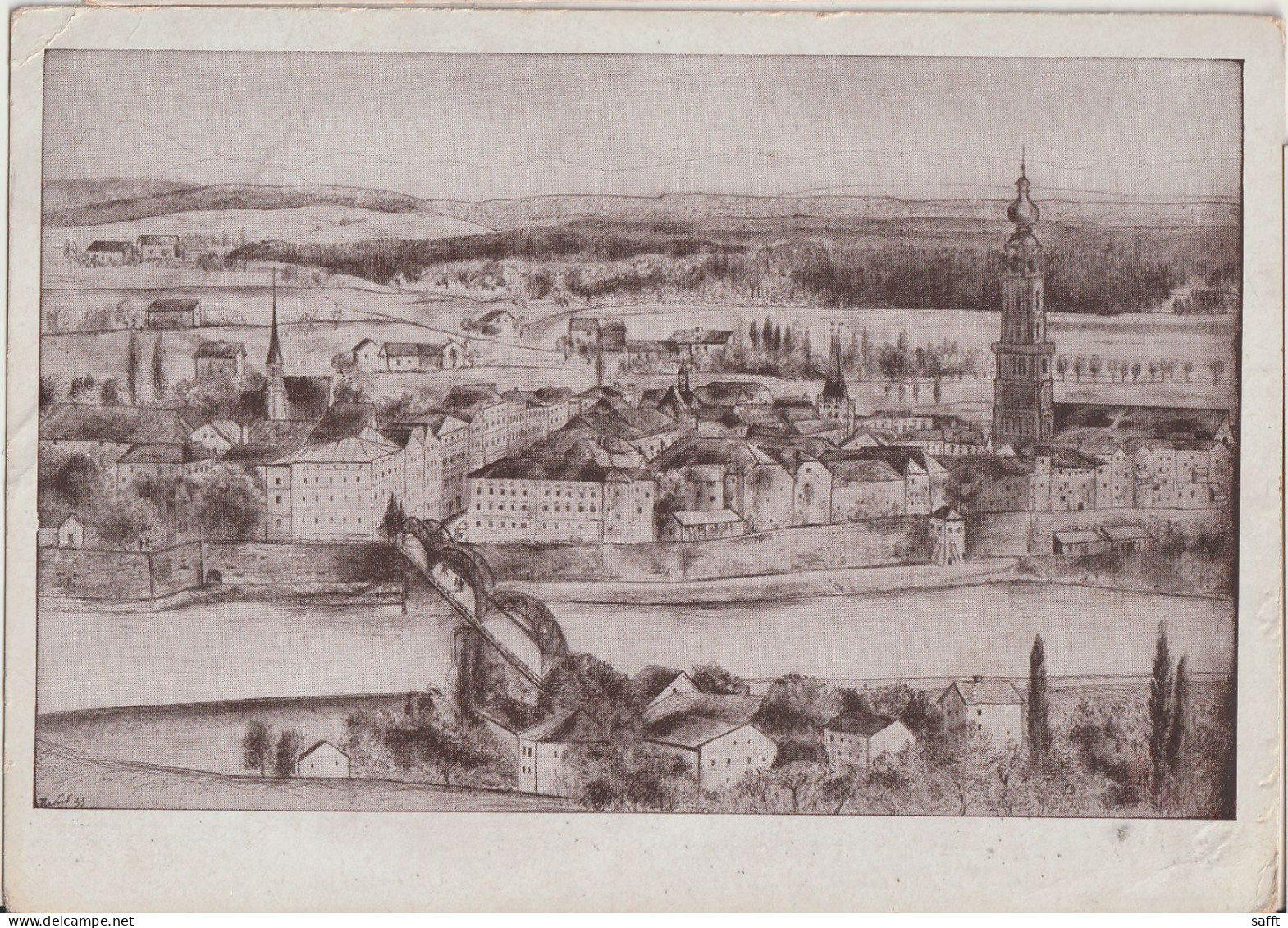 Kunst-AK Braunau, Ansicht Von K. Nerud 1938 - Braunau