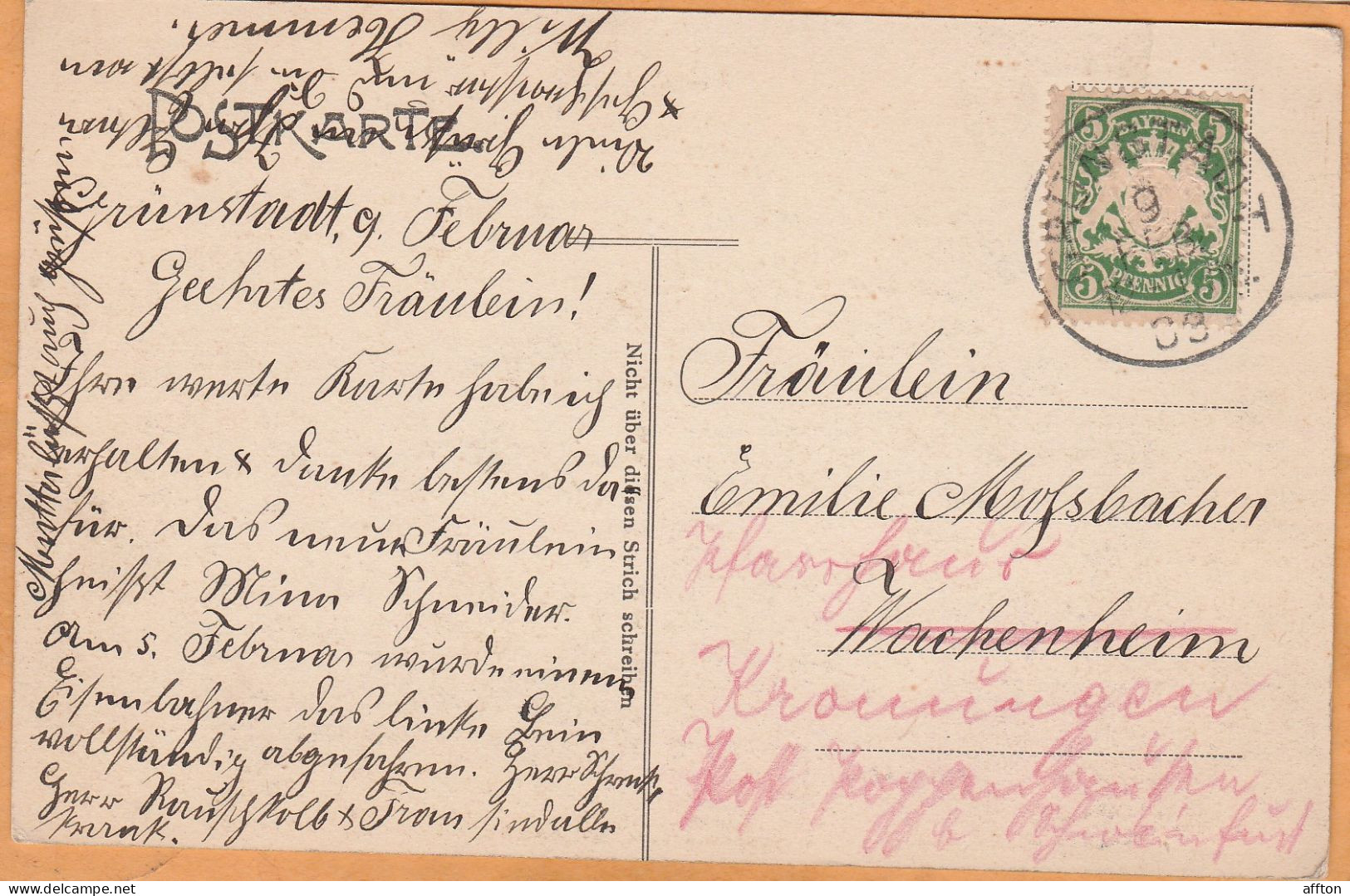 Grunstadt Germany 1908 Postcard - Gruenstadt