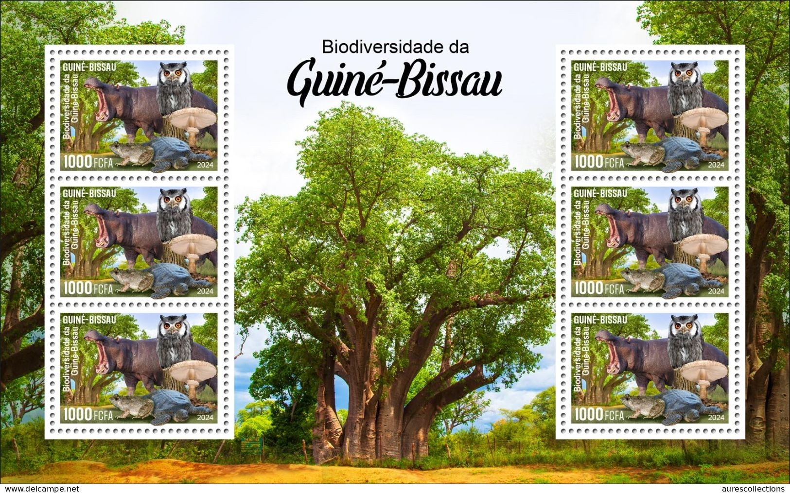 GUINEA BISSAU 2024 FULL PACK 9 M/S - REGULAR - MUSHROOMS OWLS FROG FROGS TURTLE TURTLES HIPPOPOTAMUS BAOBAB MNH - Kikkers