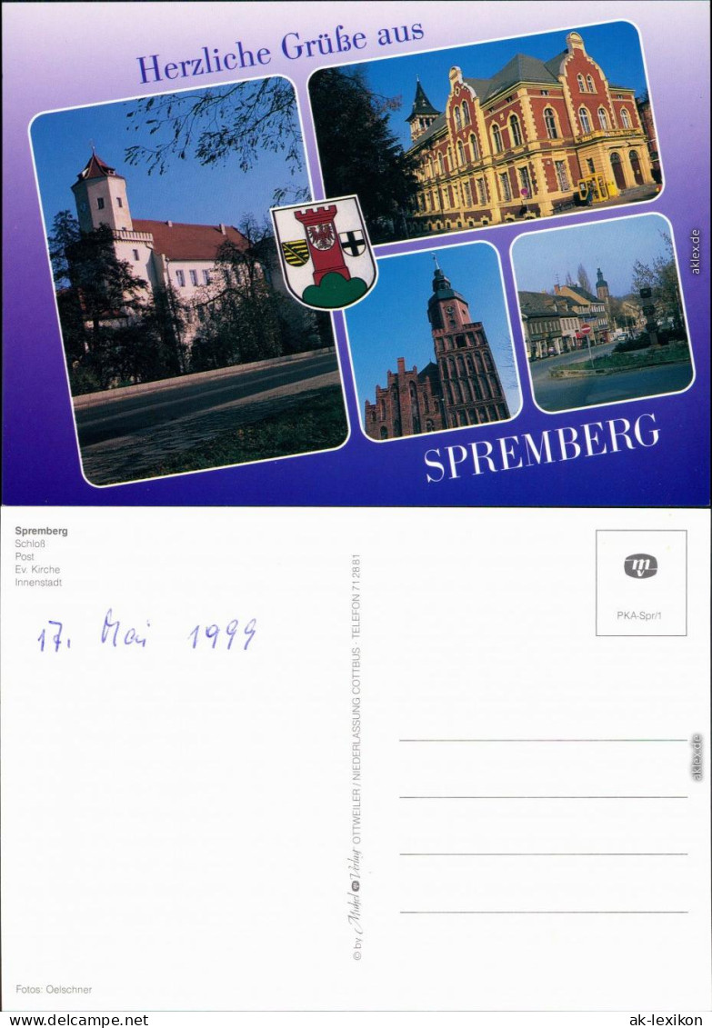 Ansichtskarte Spremberg Grodk Schloß, Post, Ev. Kirche, Innenstadt 1999 - Spremberg