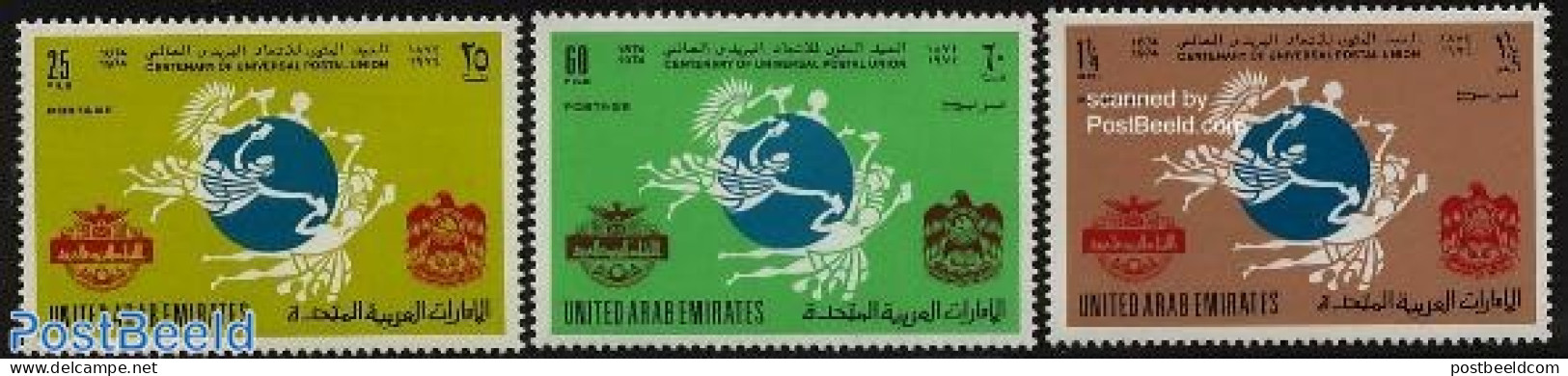 United Arab Emirates 1974 UPU Centenary 3v, Mint NH, U.P.U. - U.P.U.