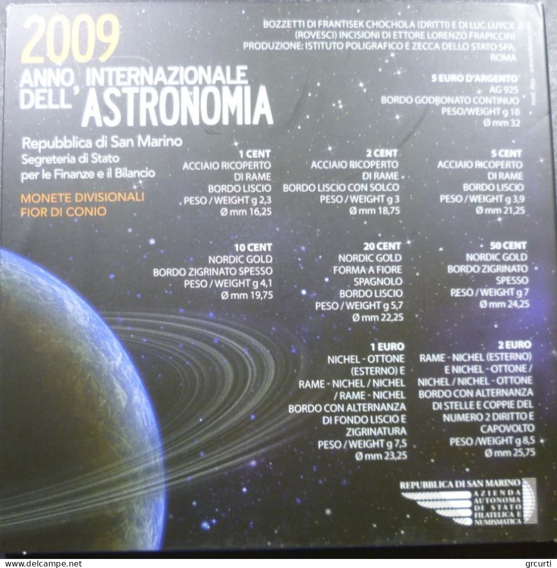 San Marino - 2009 - Serie Zecca - Con 5 € Argento "Anno Internazionale Dell'Astronomia" - San Marino