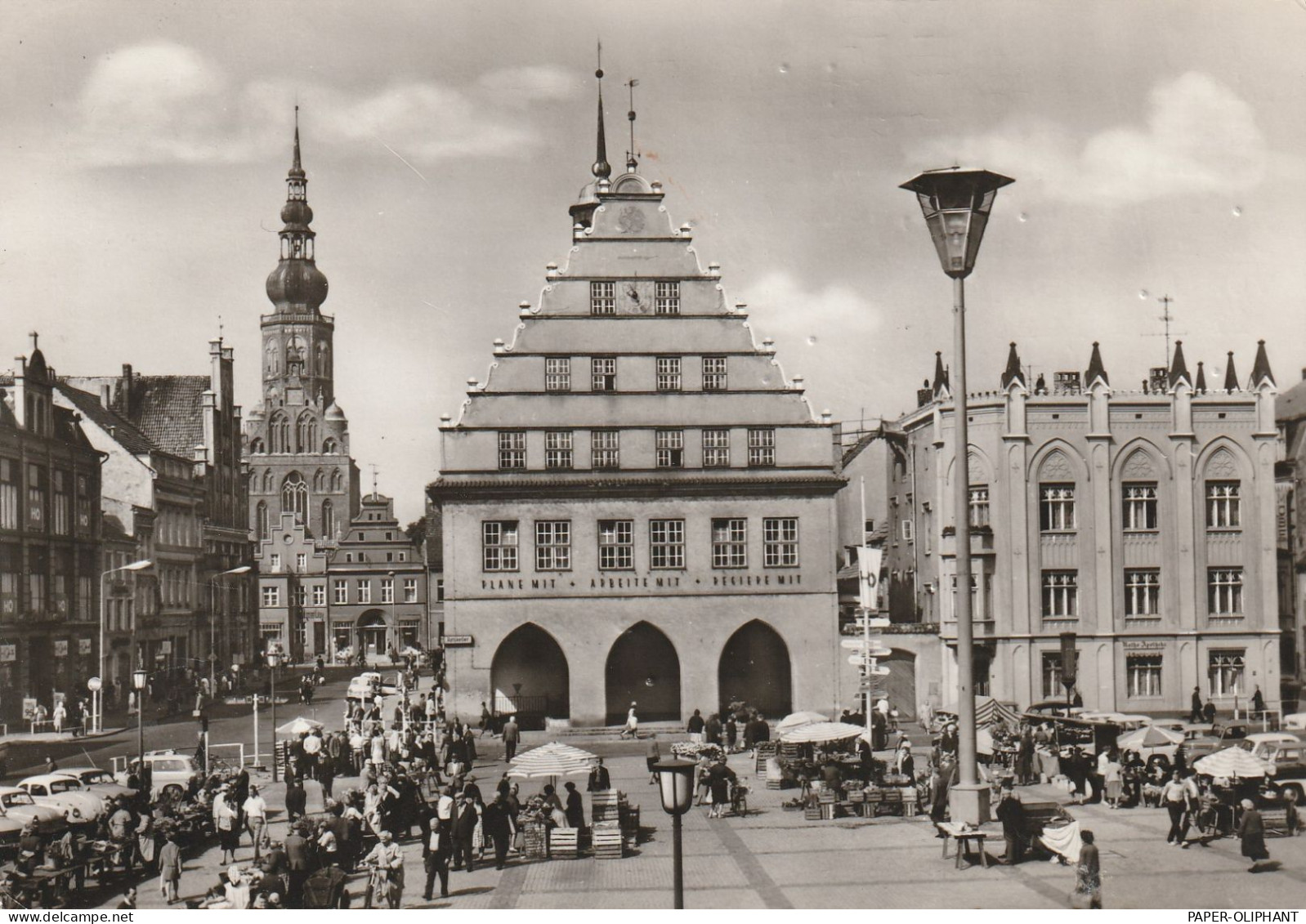 0-2200 GREIFSWALD, Platz Der Freundschaft, Wochenmarkt, Rathaus, 1968 - Greifswald