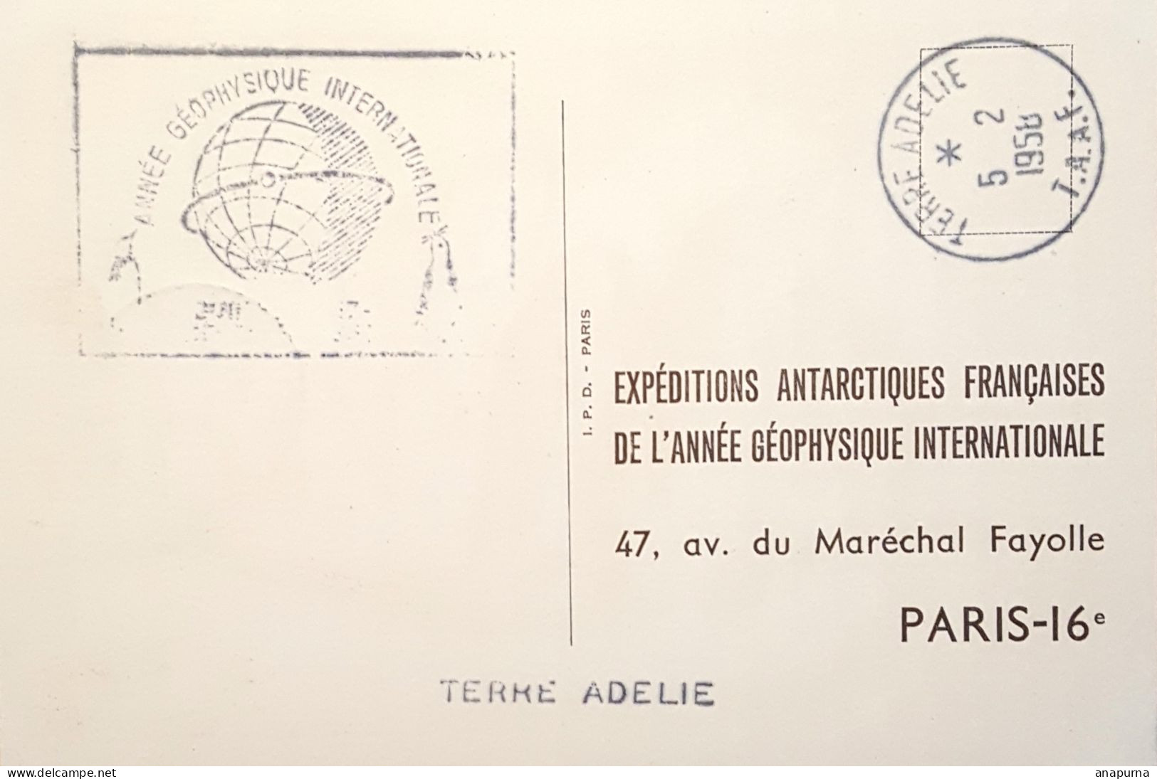 Terre Adélie, Rare Double Date 8/1/1958 Et 5/2/58, Cami, AGI, Signé G.Rouillon, AGI,EPF, Missions Paul Emile Victor - Covers & Documents