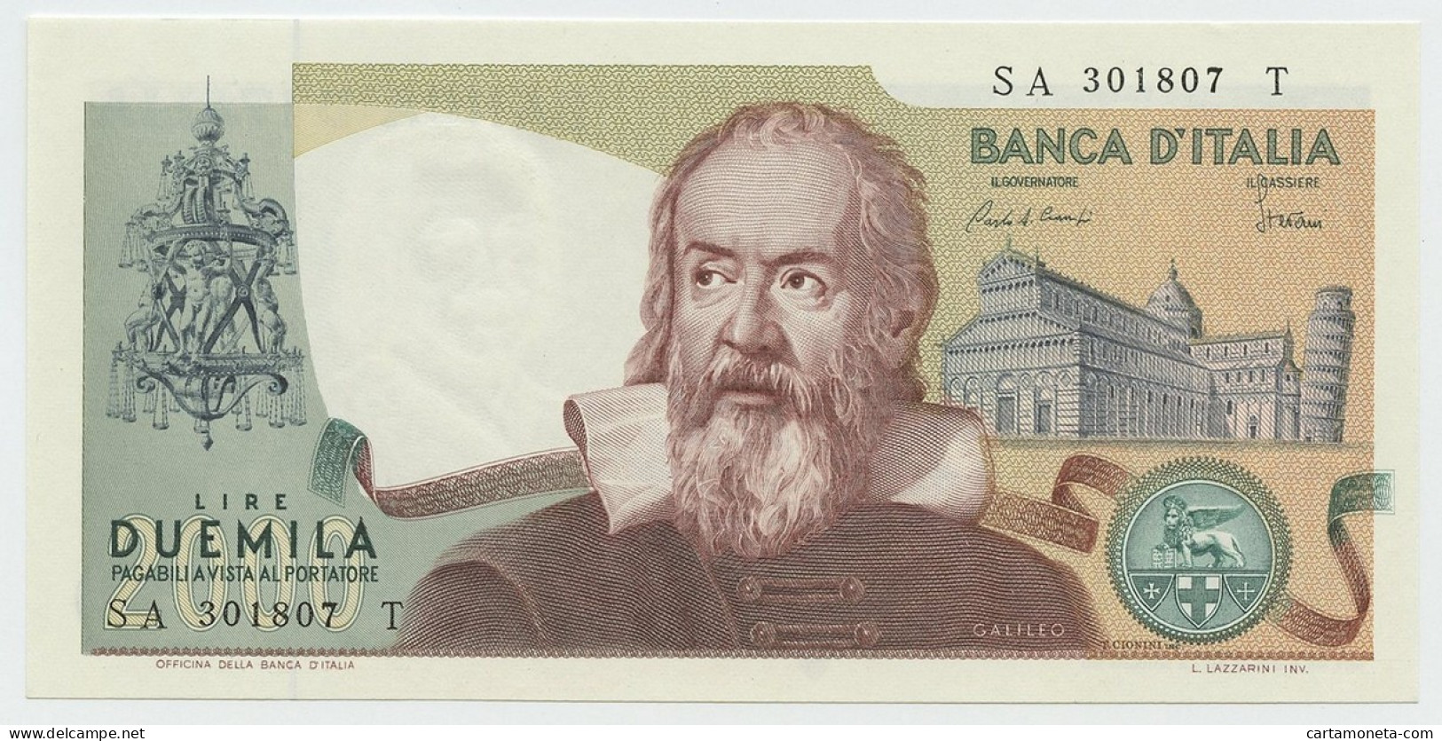 2000 LIRE BANCA D'ITALIA GALILEO GALILEI 24/10/1983 FDS-/FDS - Andere & Zonder Classificatie