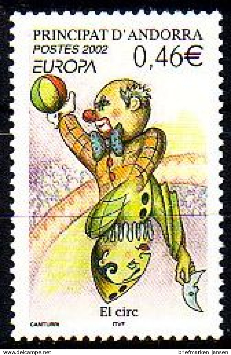 Andorra Frz. Mi.Nr. 590 Europa 2002, Zirkus, Clowns (0,46) - Sonstige & Ohne Zuordnung