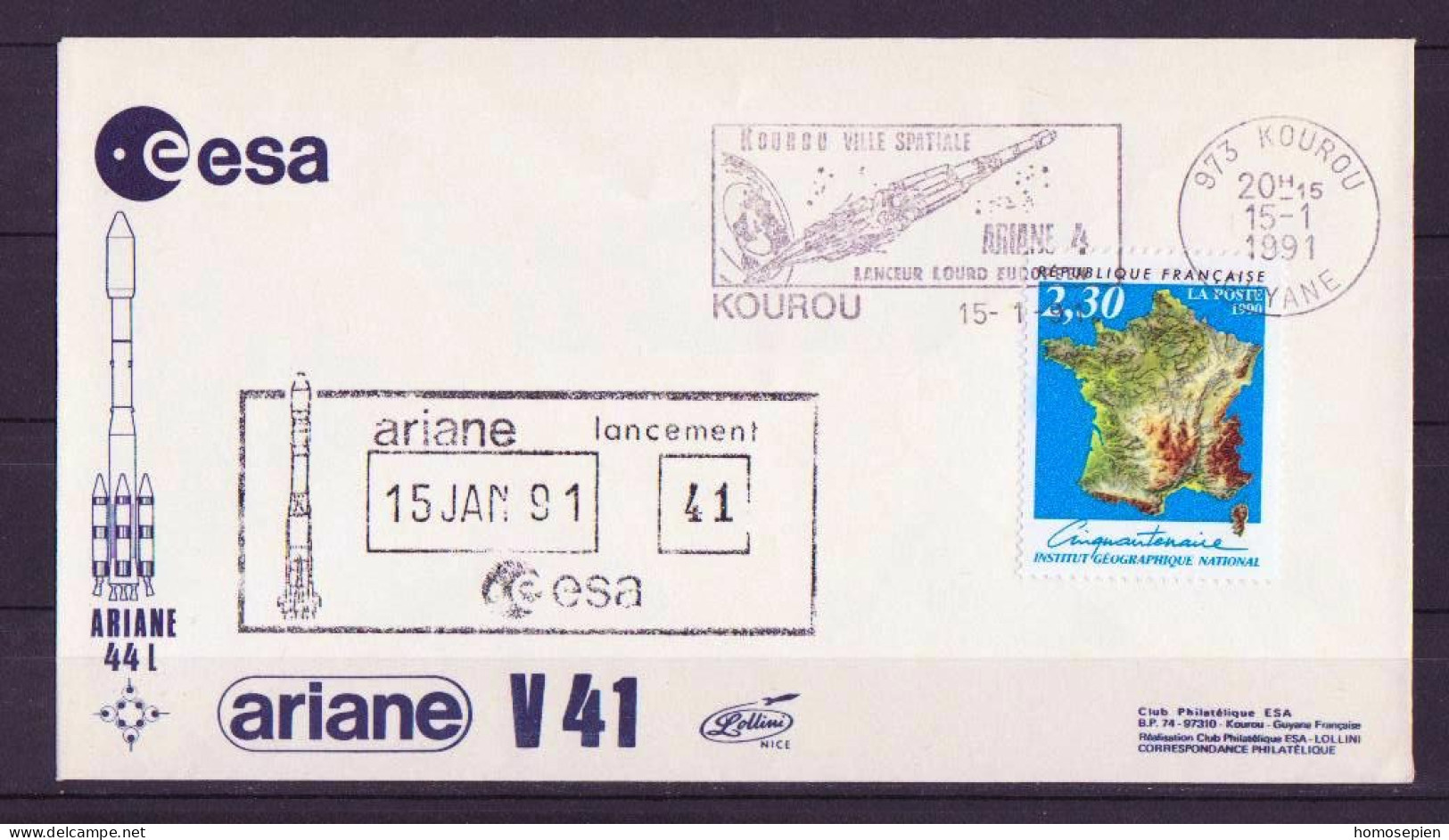 Espace 1991 01 16 - ESA - Ariane V41 - Officielle - Kourou - Europa