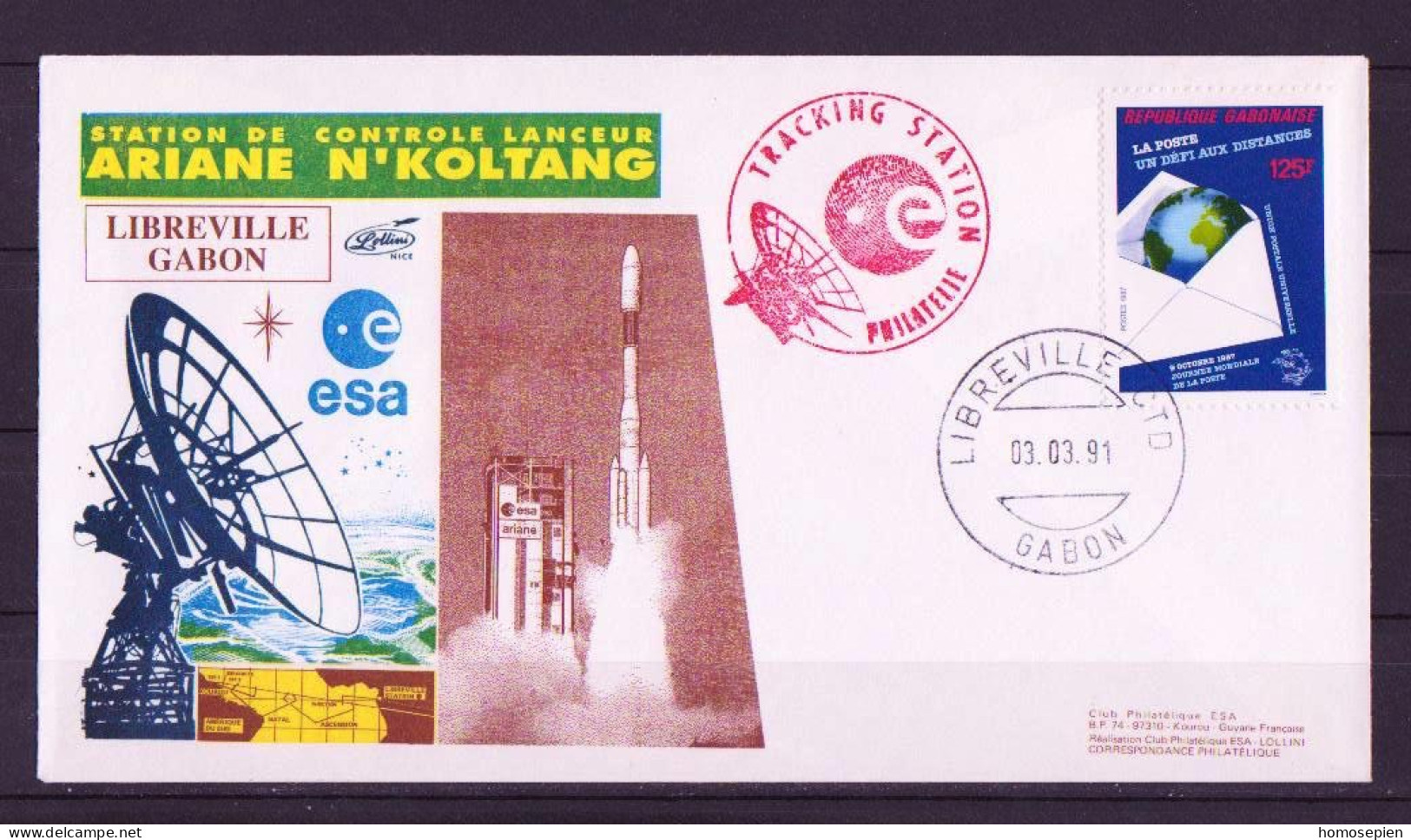 Espace 1991 03 03 - ESA - Ariane V42 - Station De Poursuite De N'Koltang - Europa