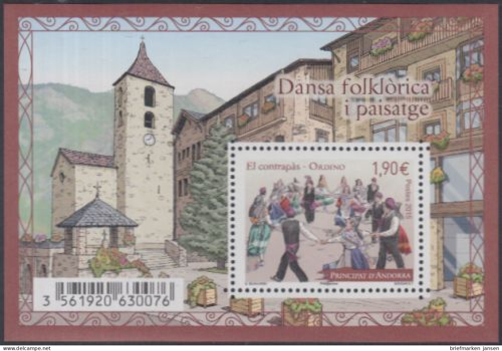 Andorra Franz MiNr. Block 12 Volkstänze U.Landschaften, Tanz El Contrapàs,Ordino - Sonstige & Ohne Zuordnung