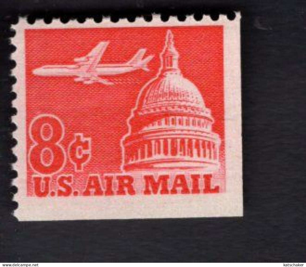 2010461606 1963 (XX) SCOTT C64 POSTFRIS MINT NEVER HINGED  - JET AIRLINER OVER CAPITOL UNDER & RIGHT IMPERFORATED - 3b. 1961-... Neufs