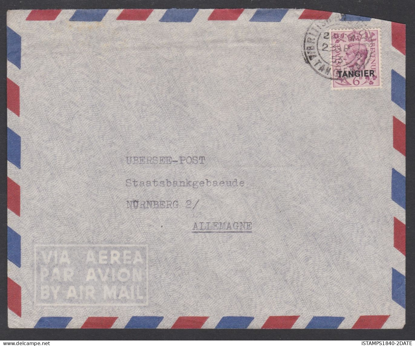 001248/Tangier Airmail Cover 1953 To Germany - Postämter In Marokko/Tanger (...-1958)