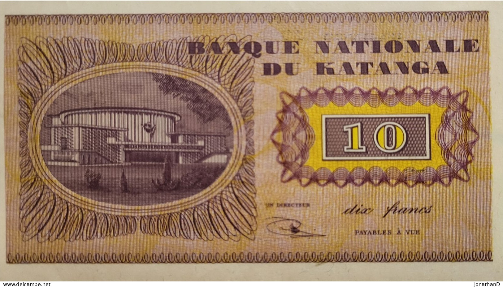 Lot 10 Francs Banque Nationale du Katanga de EN069015 à EN069024 état +++