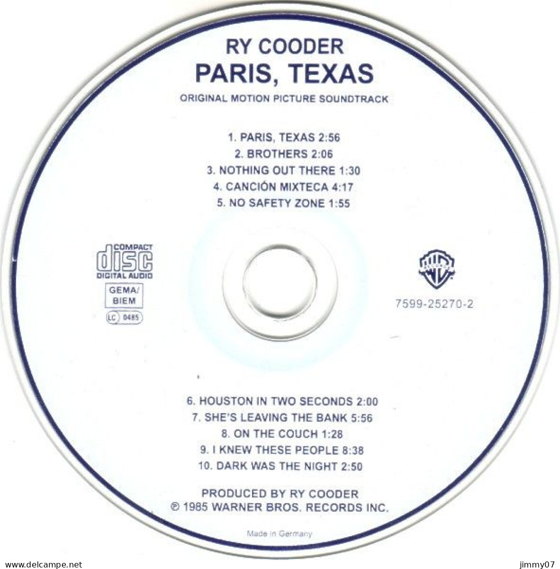 Ry Cooder – Paris Texas (CD, Album,) - Música De Peliculas