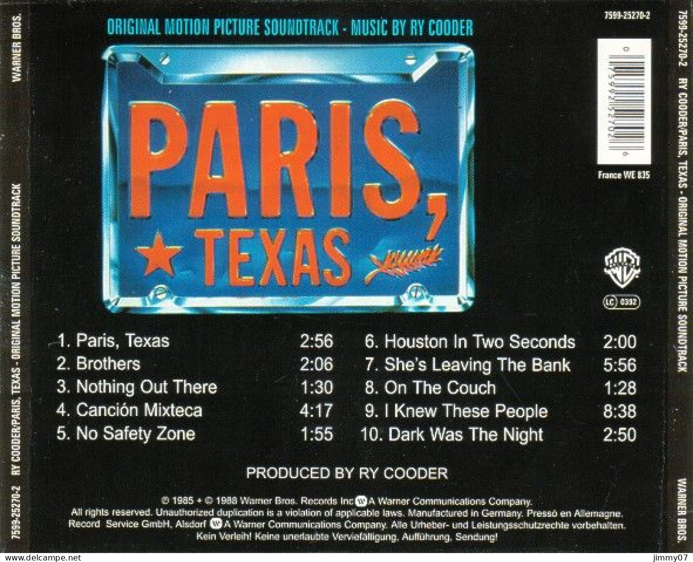 Ry Cooder – Paris Texas (CD, Album,) - Filmmusik