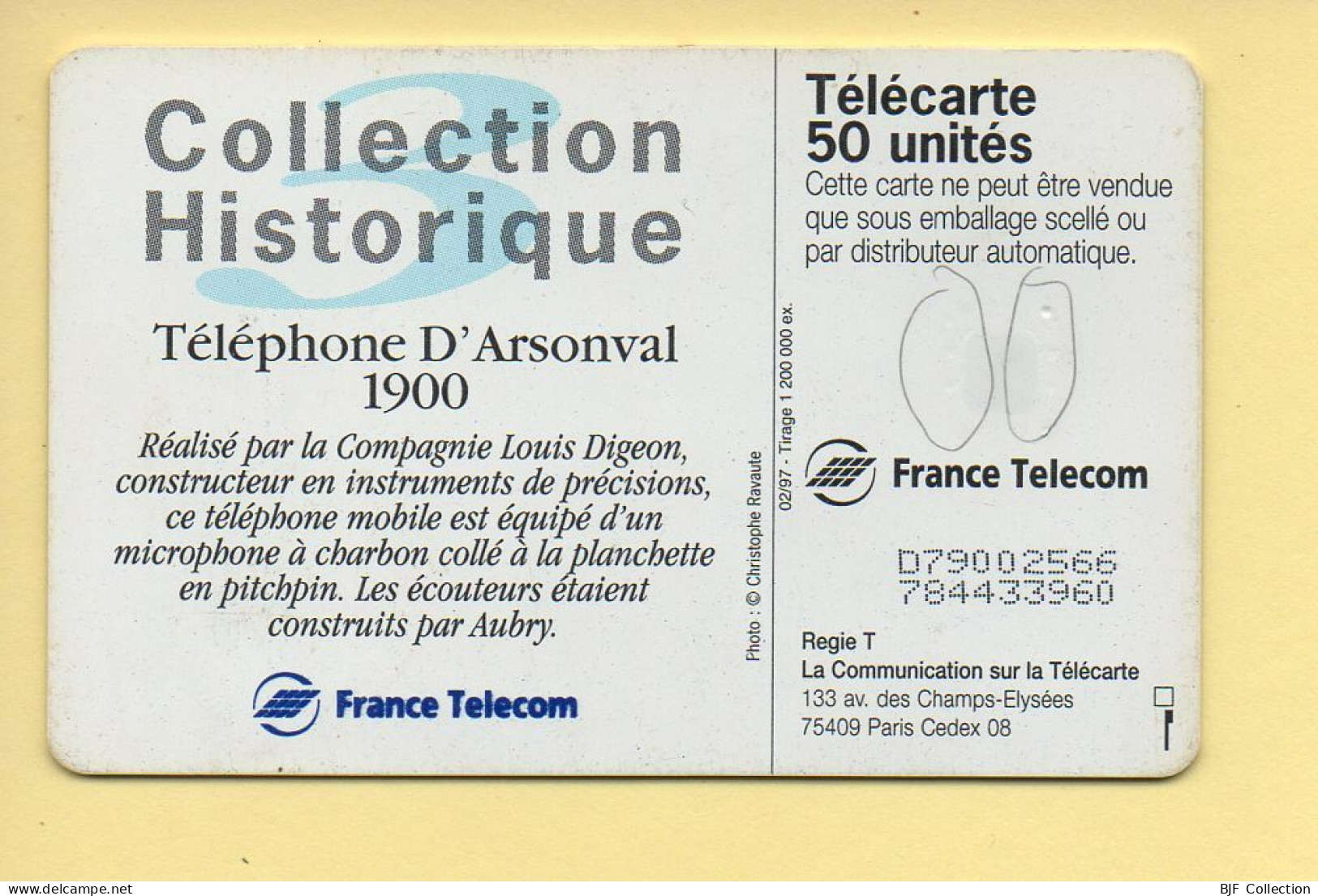 Télécarte 1997 : Téléphone D'Arsonval 1900 / 50 Unités (voir Puce Et Numéro Au Dos) - 1997