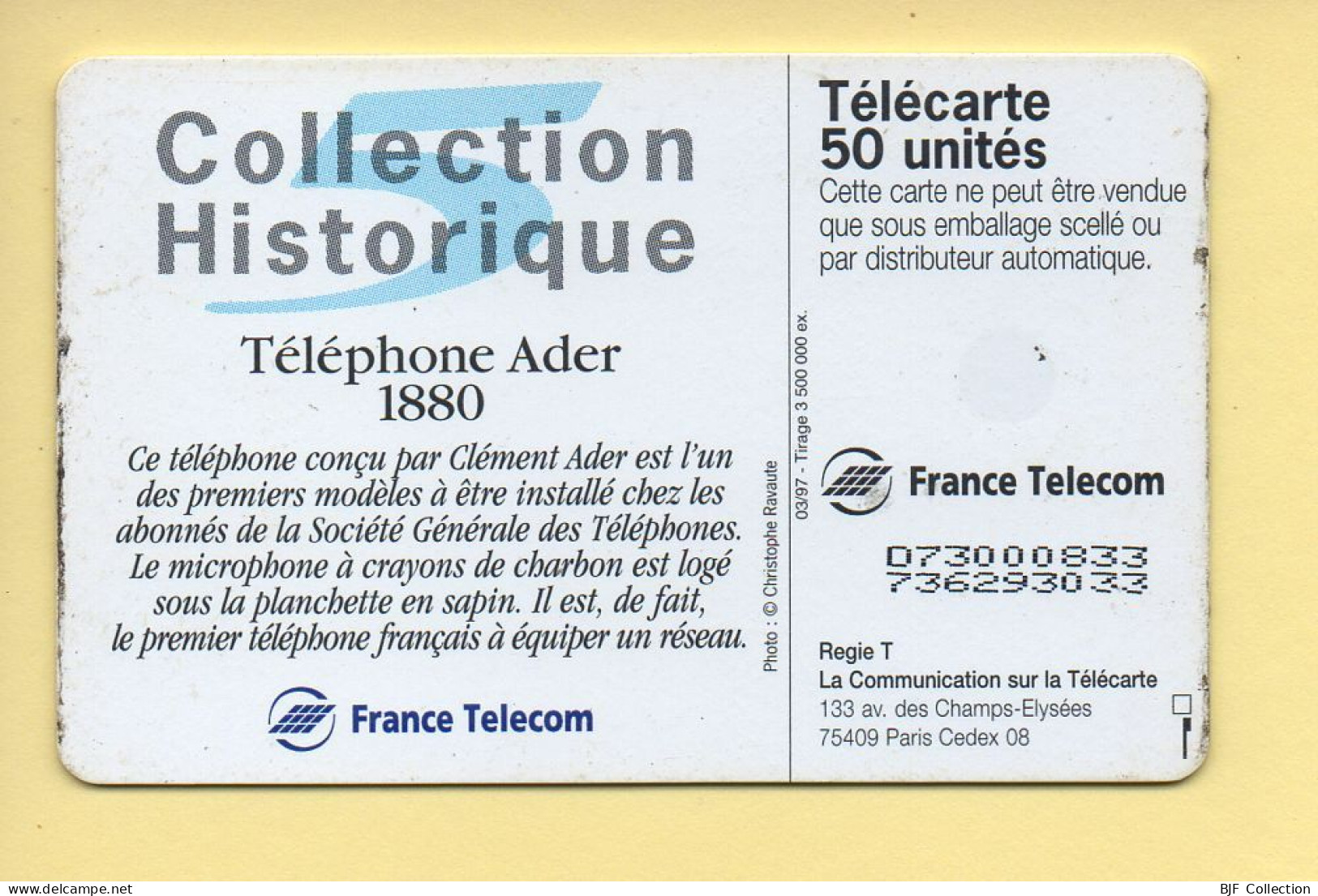 Télécarte 1997 : Téléphone Ader 1880 / 50 Unités (voir Puce Et Numéro Au Dos) - 1997