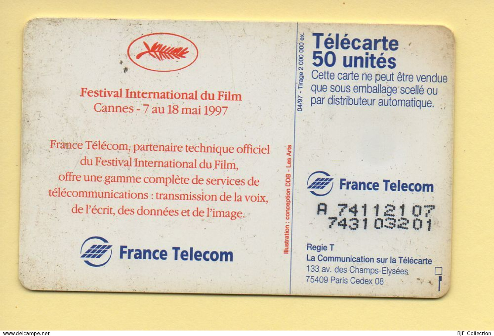 Télécarte 1997 : 50ème FESTIVAL DE CANNES / 50 Unités (voir Puce Et Numéro Au Dos) - 1997