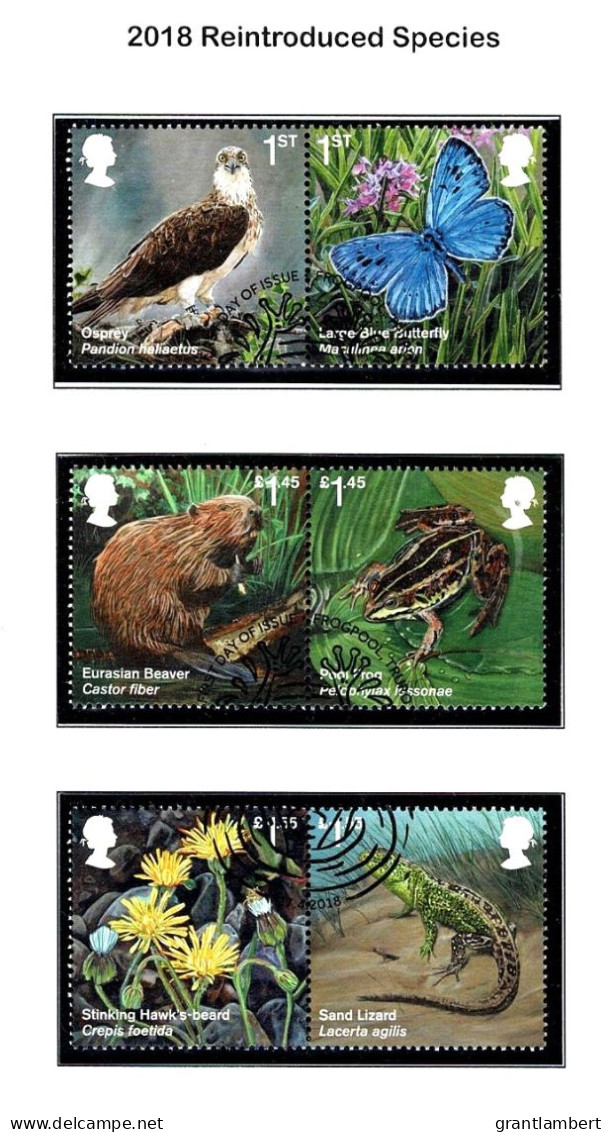 Great Britain 2018 Reintroduced Species  Set Of 6 Used - Oblitérés