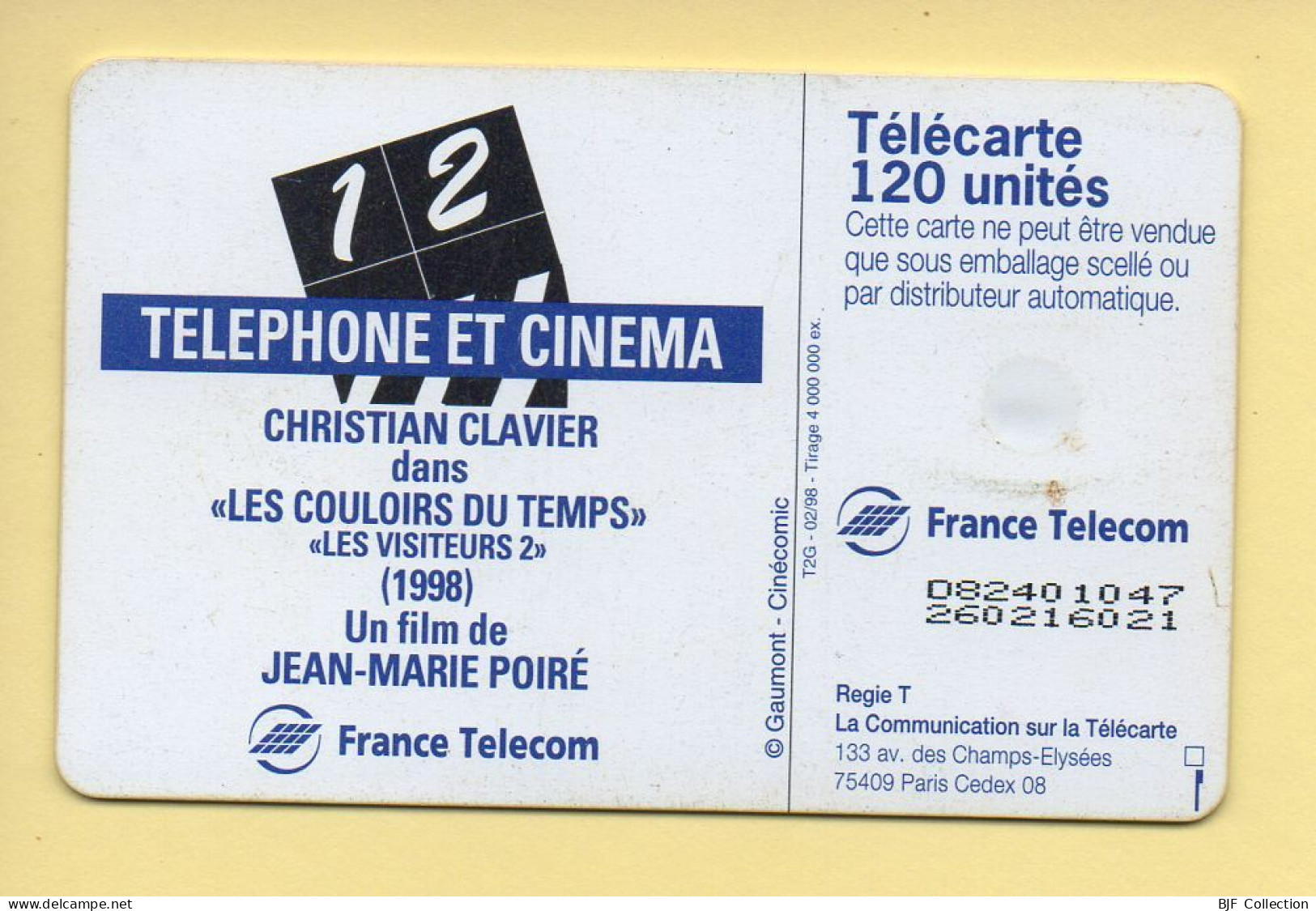 Télécarte 1998 : Christian Clavier / 120 Unités (voir Puce Et Numéro Au Dos) - Cinema