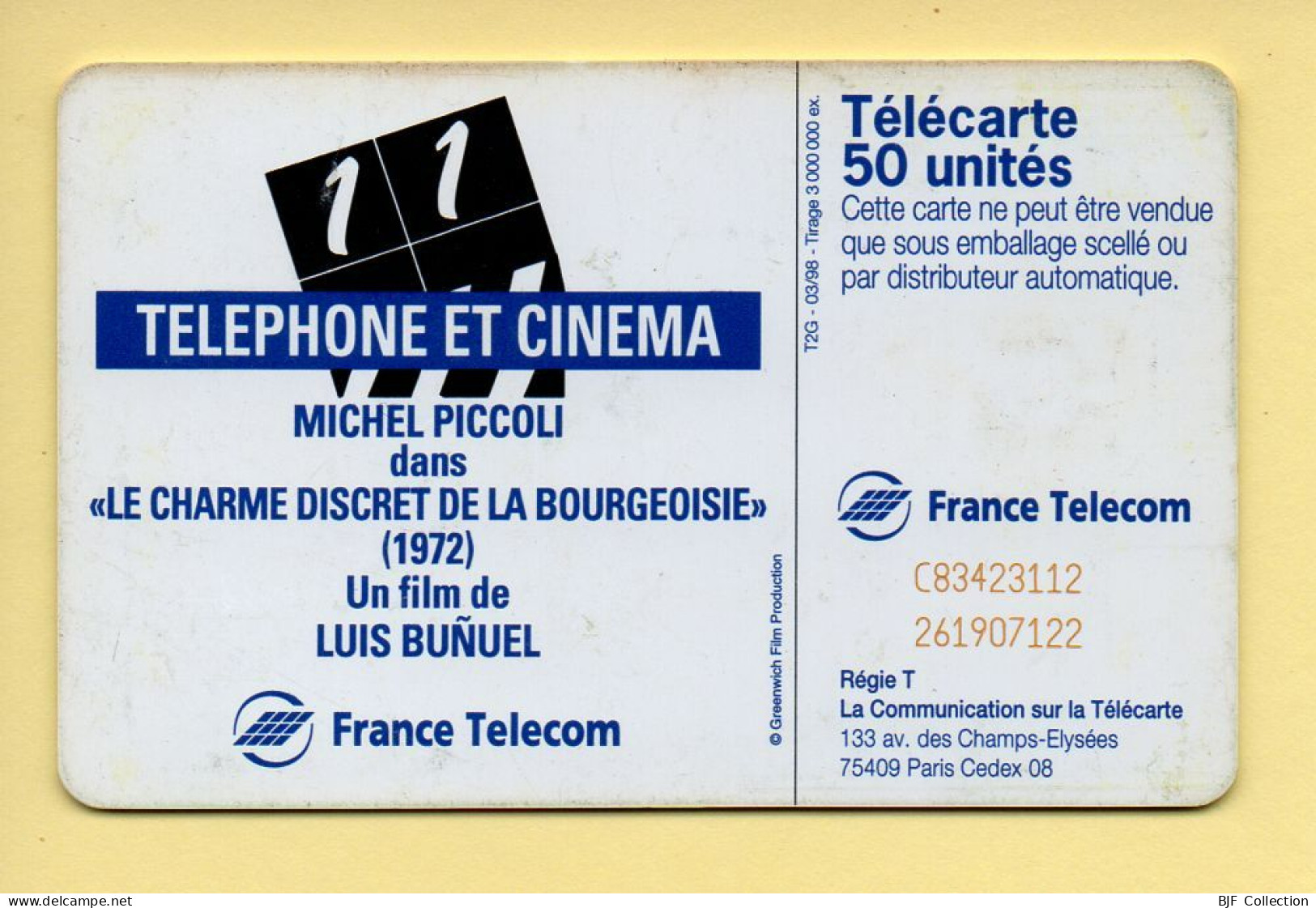 Télécarte 1998 : Michel Piccoli / 50 Unités (voir Puce Et Numéro Au Dos) - 1998
