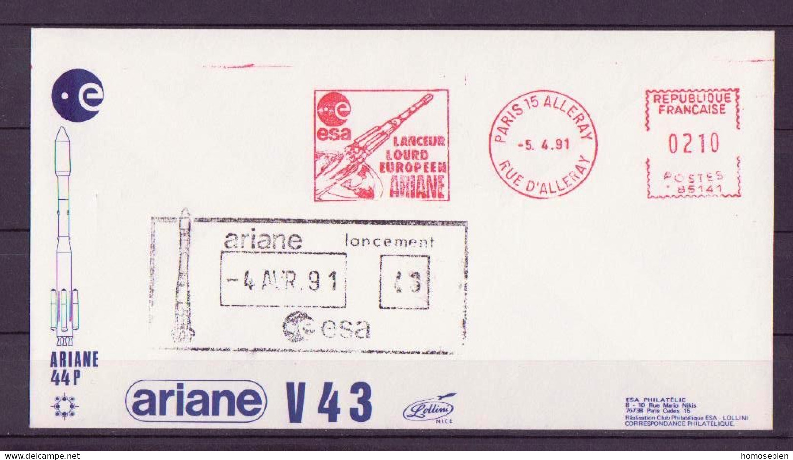 Espace 1991 04 05 - ESA - Ariane V43 - Officielle - Paris - Europa