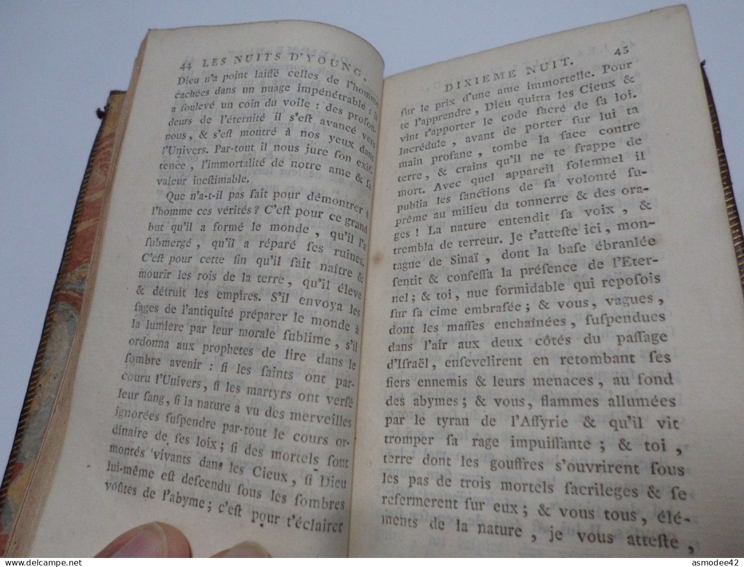 LES NUITS D YOUNG 1787 LONDRES TOME 2 SEUL  LIVRE ANCIEN XVIIIème  DIM 12,5 X 7,5cm